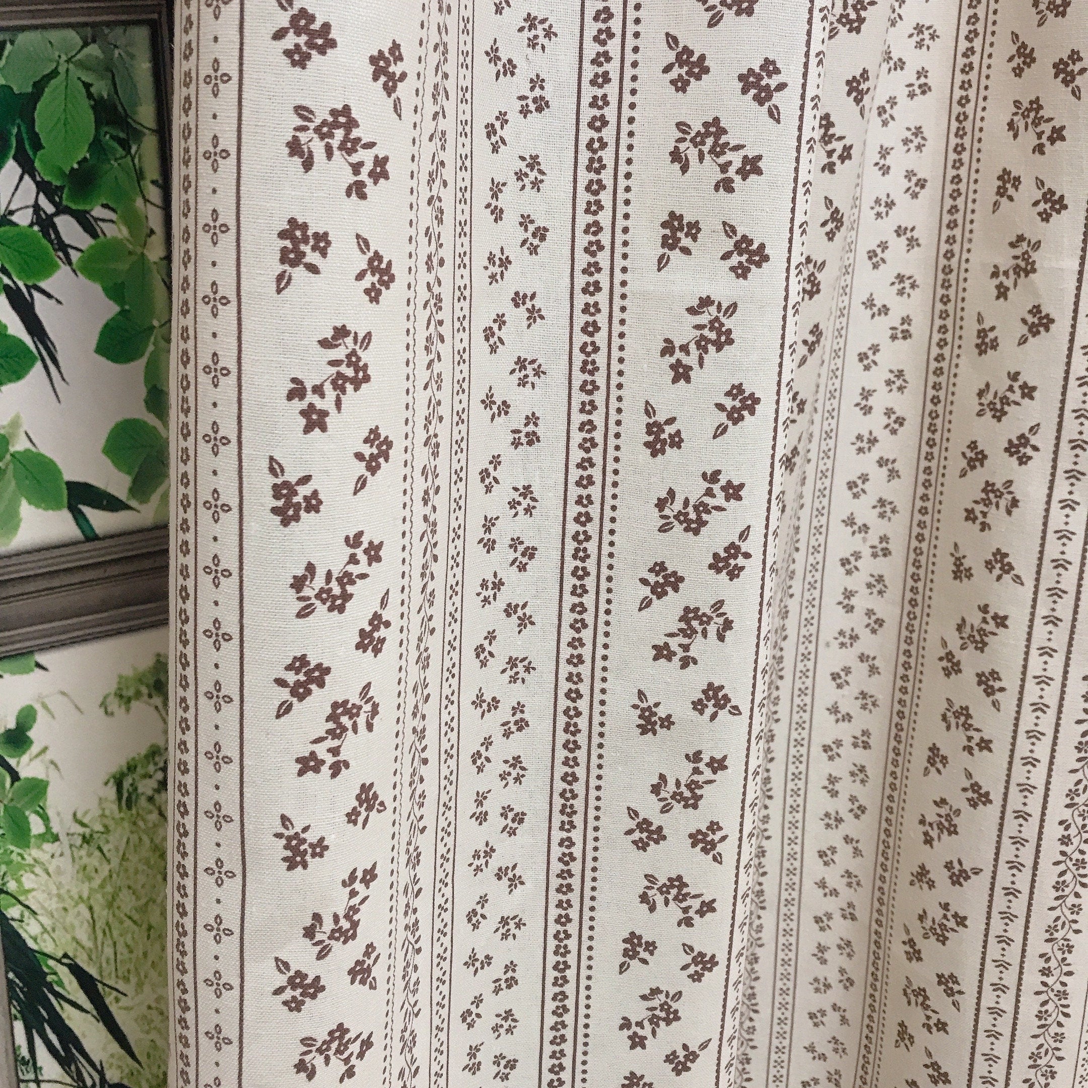 Brown Floral Curtain on Natural Beige