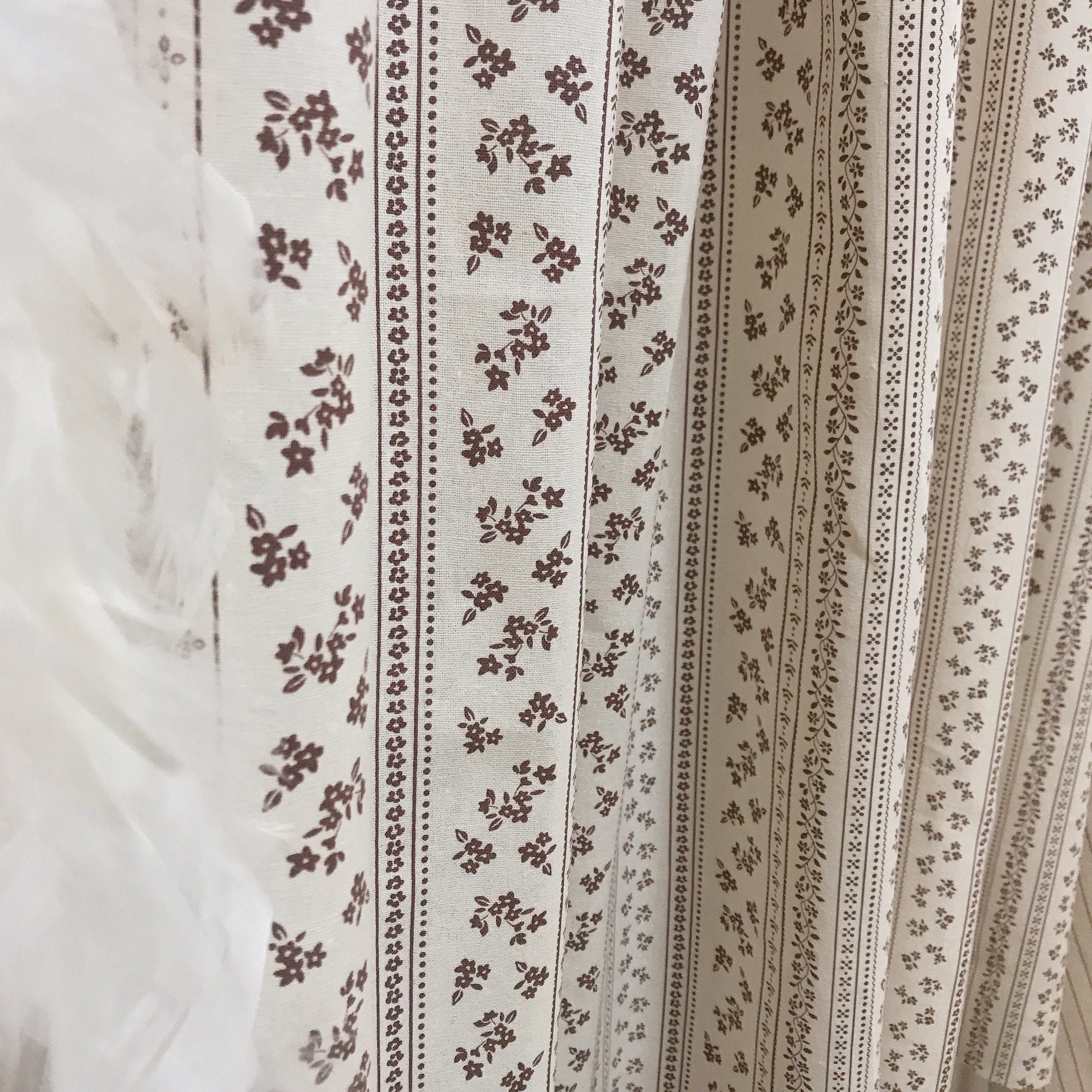 Brown Floral Curtain on Natural Beige