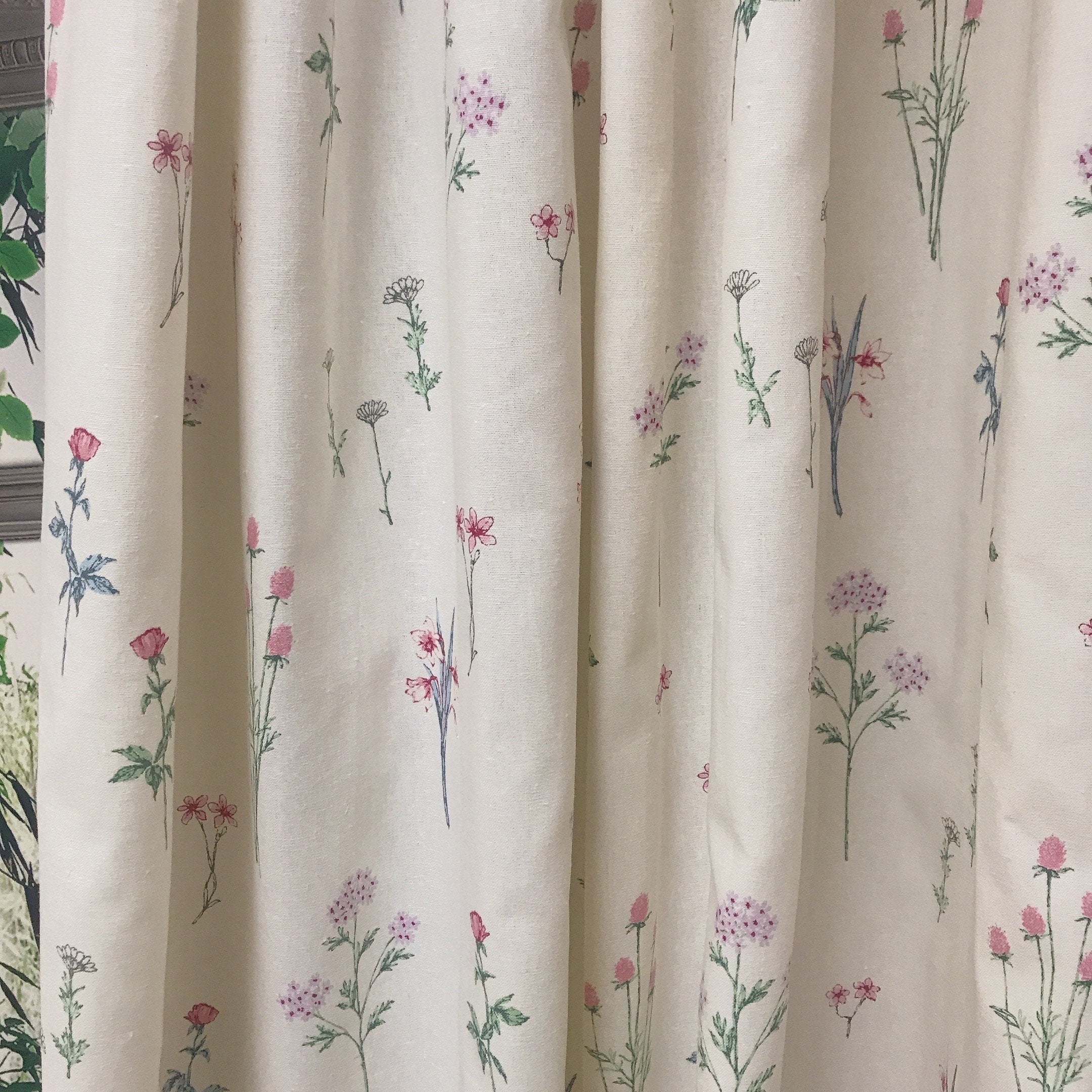 Multicolor Wild Floral Curtain on Ivory