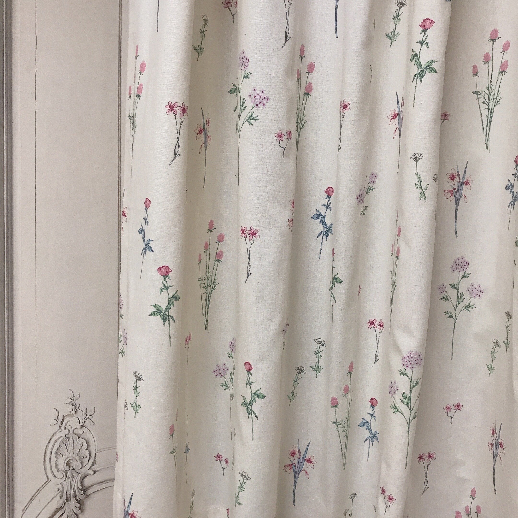 Multicolor Wild Floral Curtain on Ivory