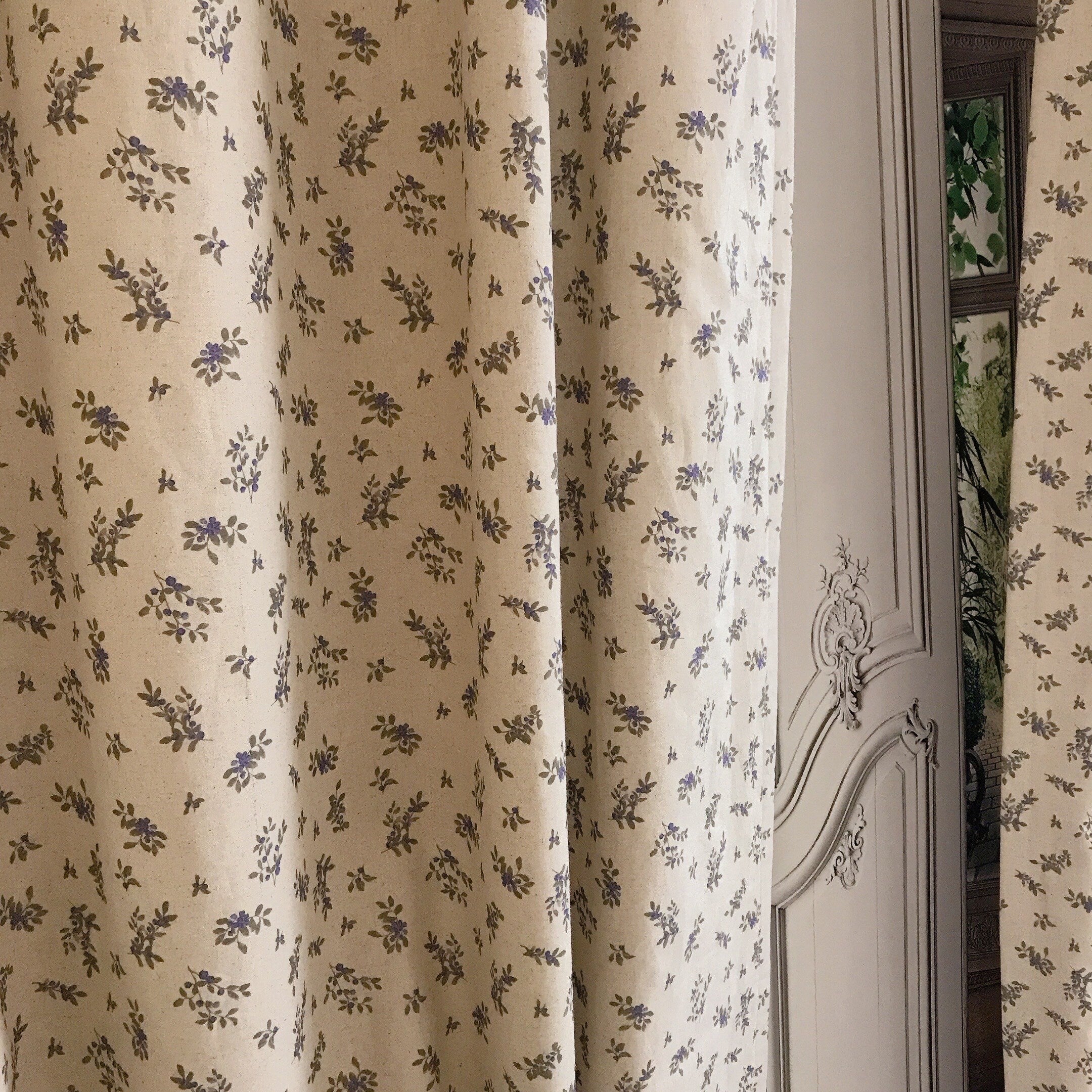 Blue Berry Curtain on Natural Beige