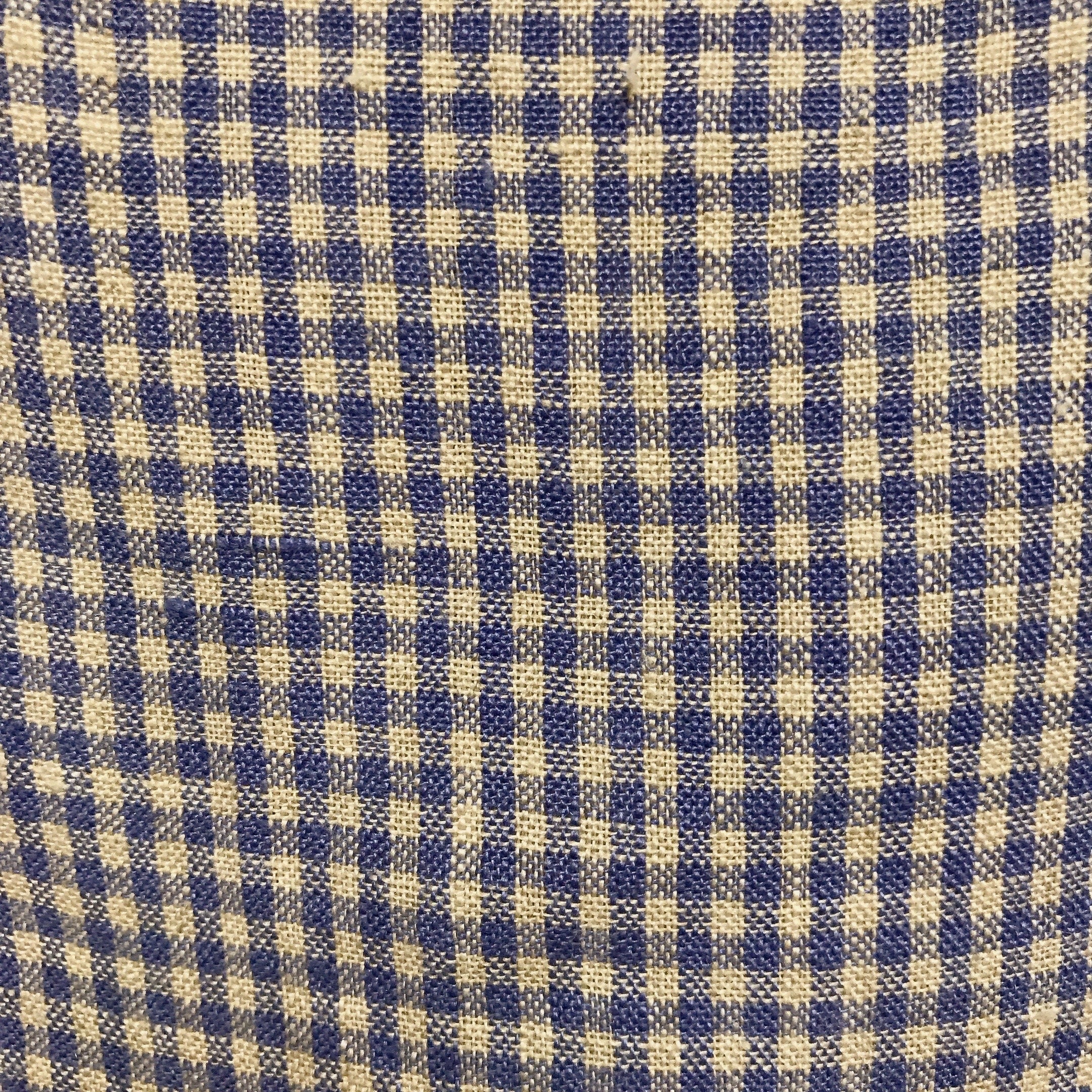 Blue and Natural Beige Tiny Plaid Curtain
