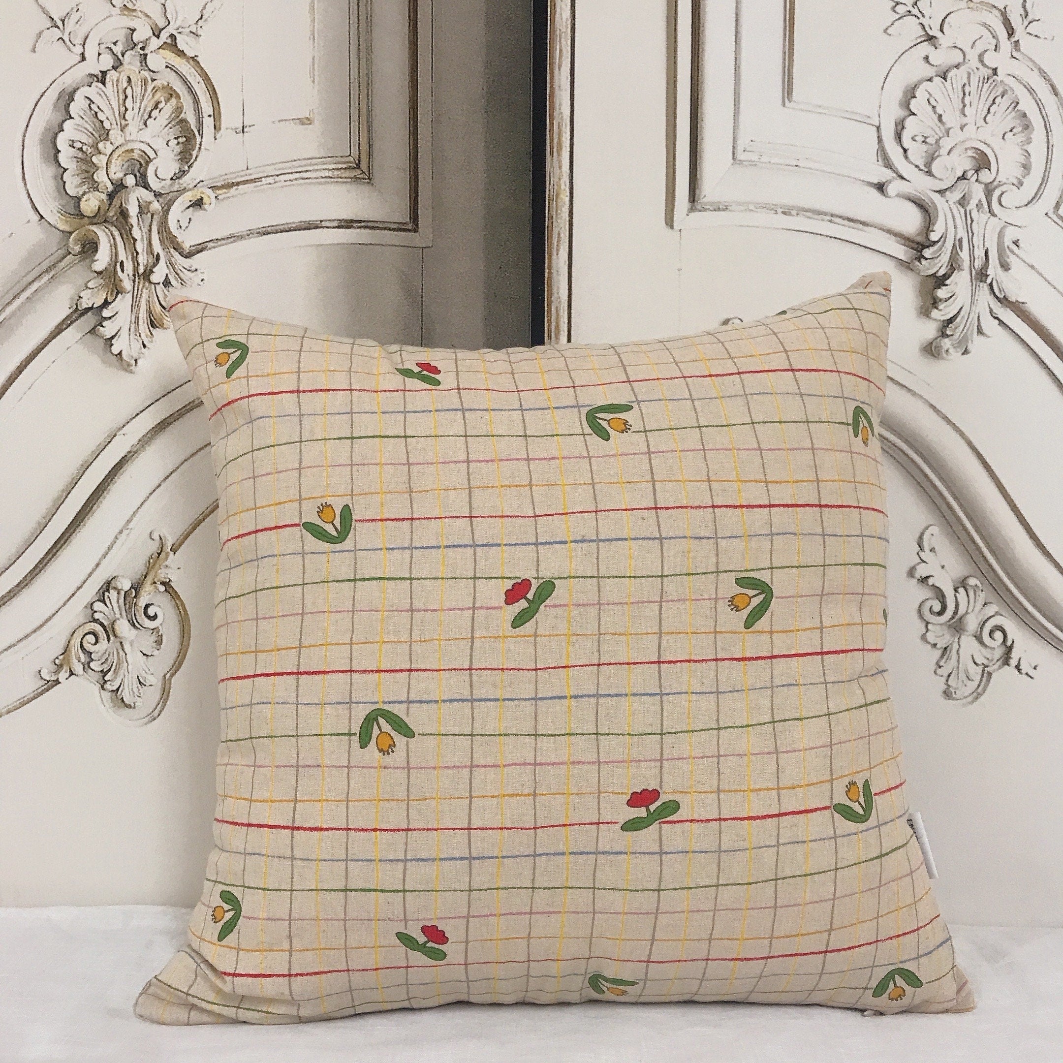 Tulip Stripe Cushion Cover on Natural Beige