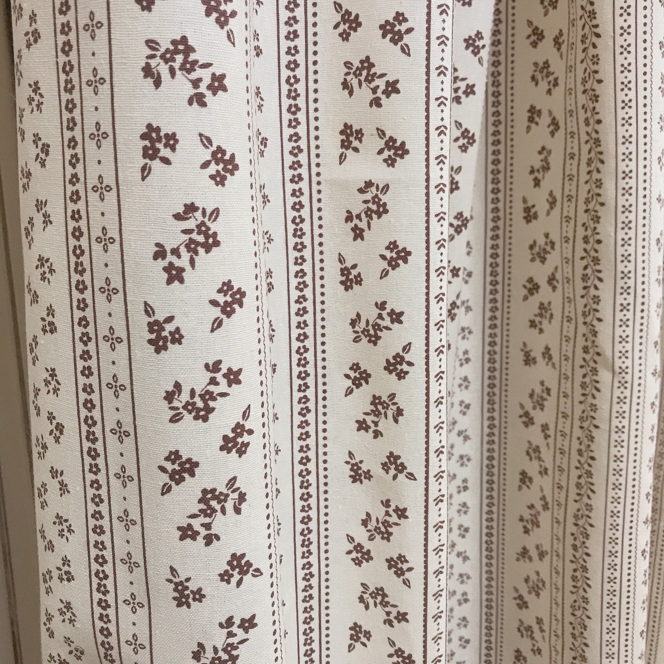 Brown Floral Curtain on Natural Beige
