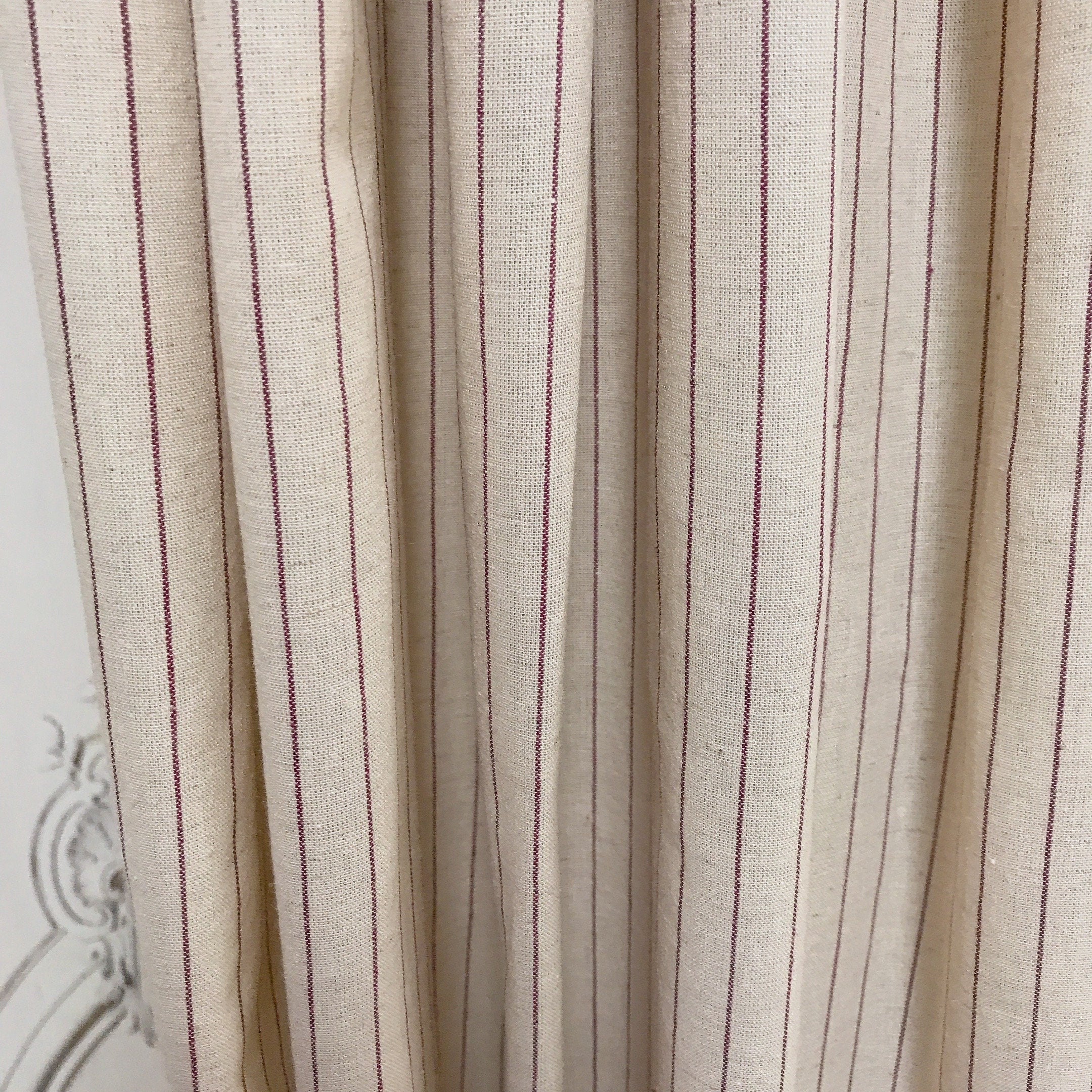 Burgundy Stripe Curtain on Natural Beige
