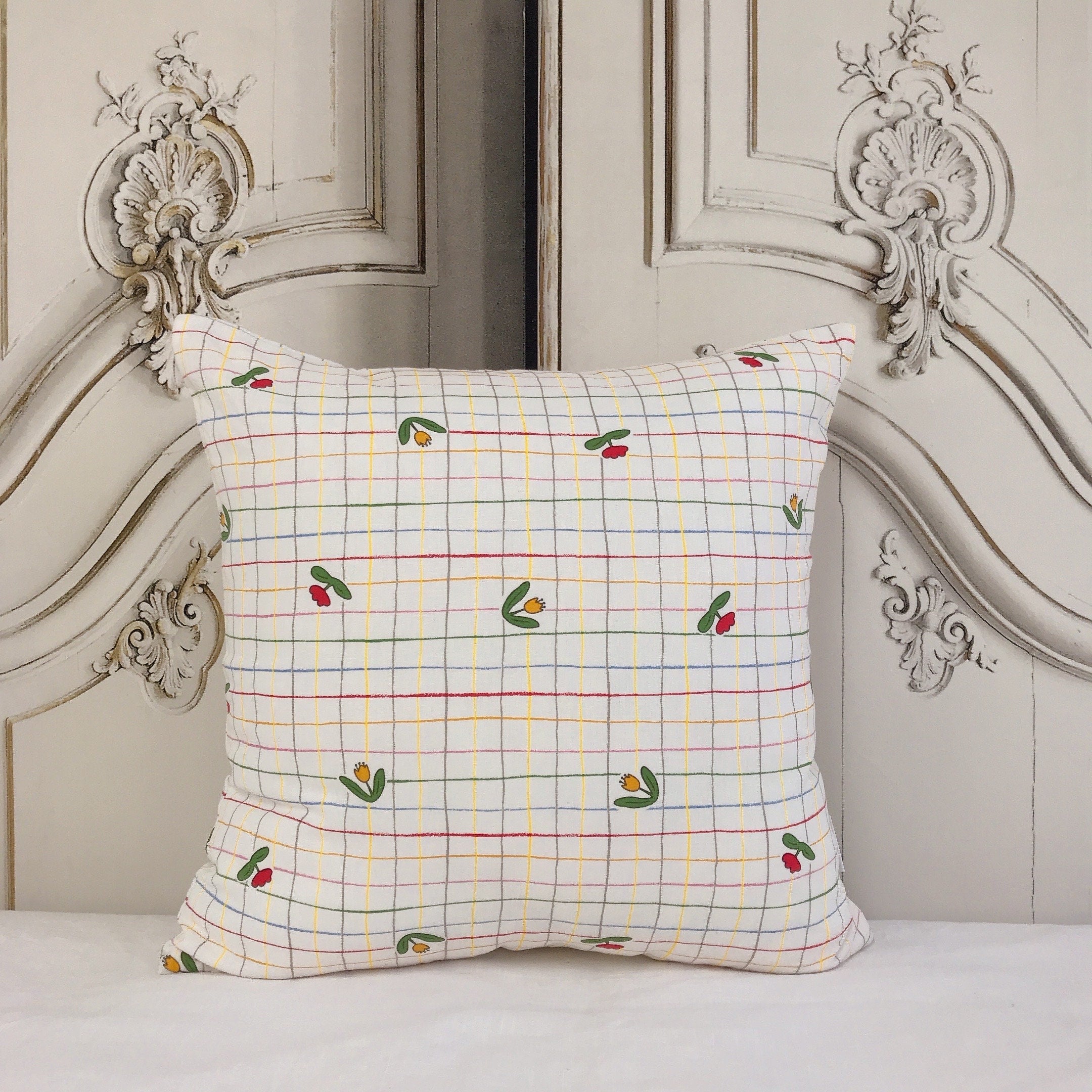 Tulip Stripe Cushion Cover on Ivory