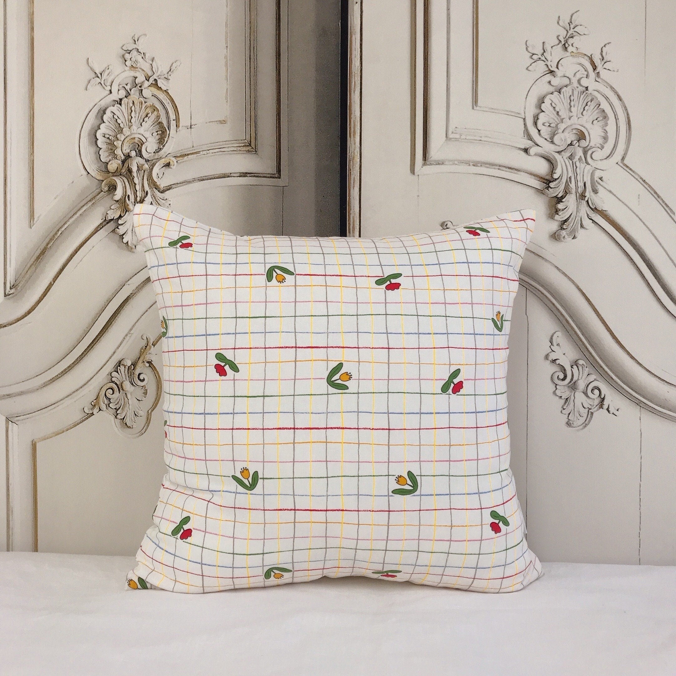 Tulip Stripe Cushion Cover on Ivory