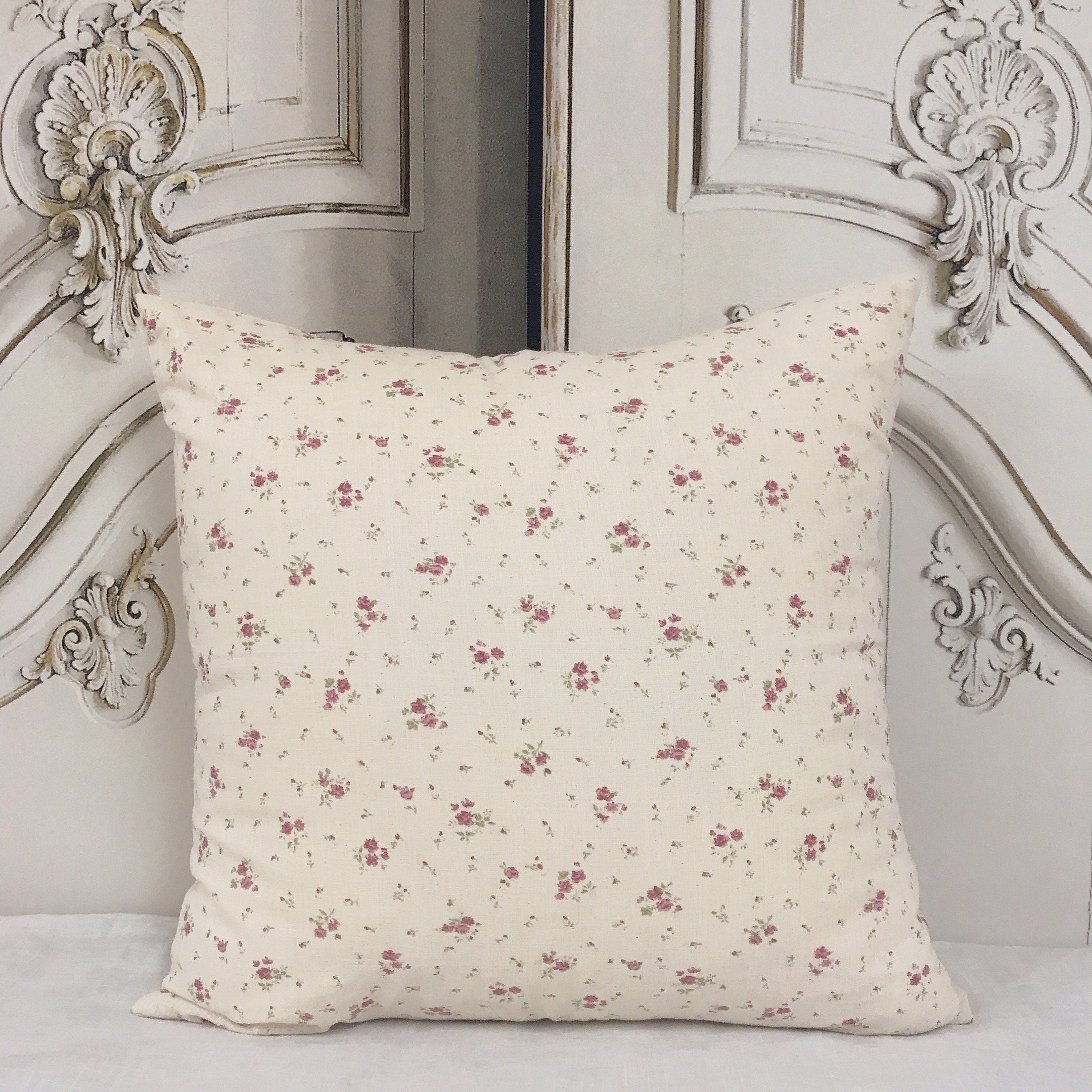 Light Burgundy Floral Cushion Cover on Natural Beige