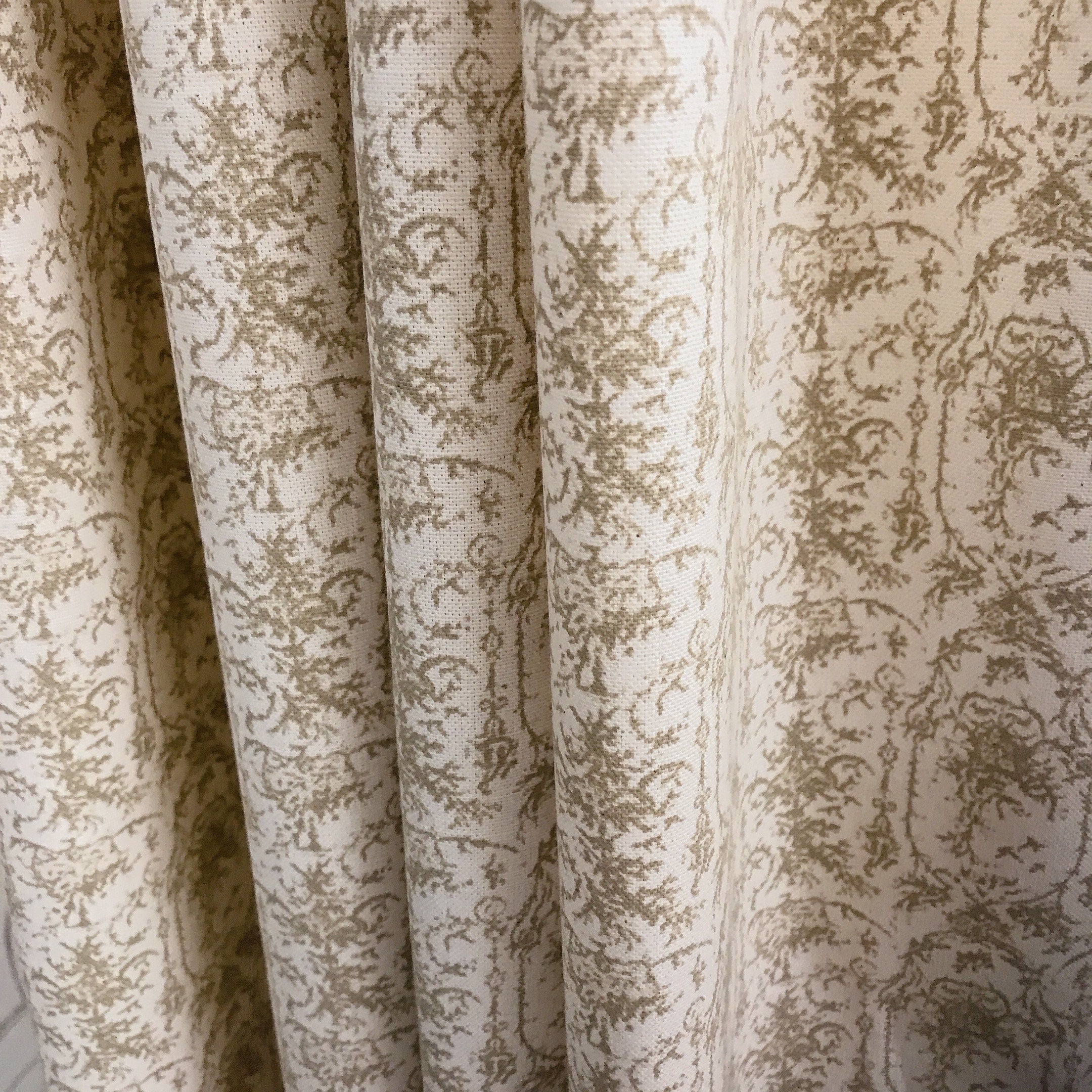 Camel Brown Wildflowers Curtain on Natural Beige