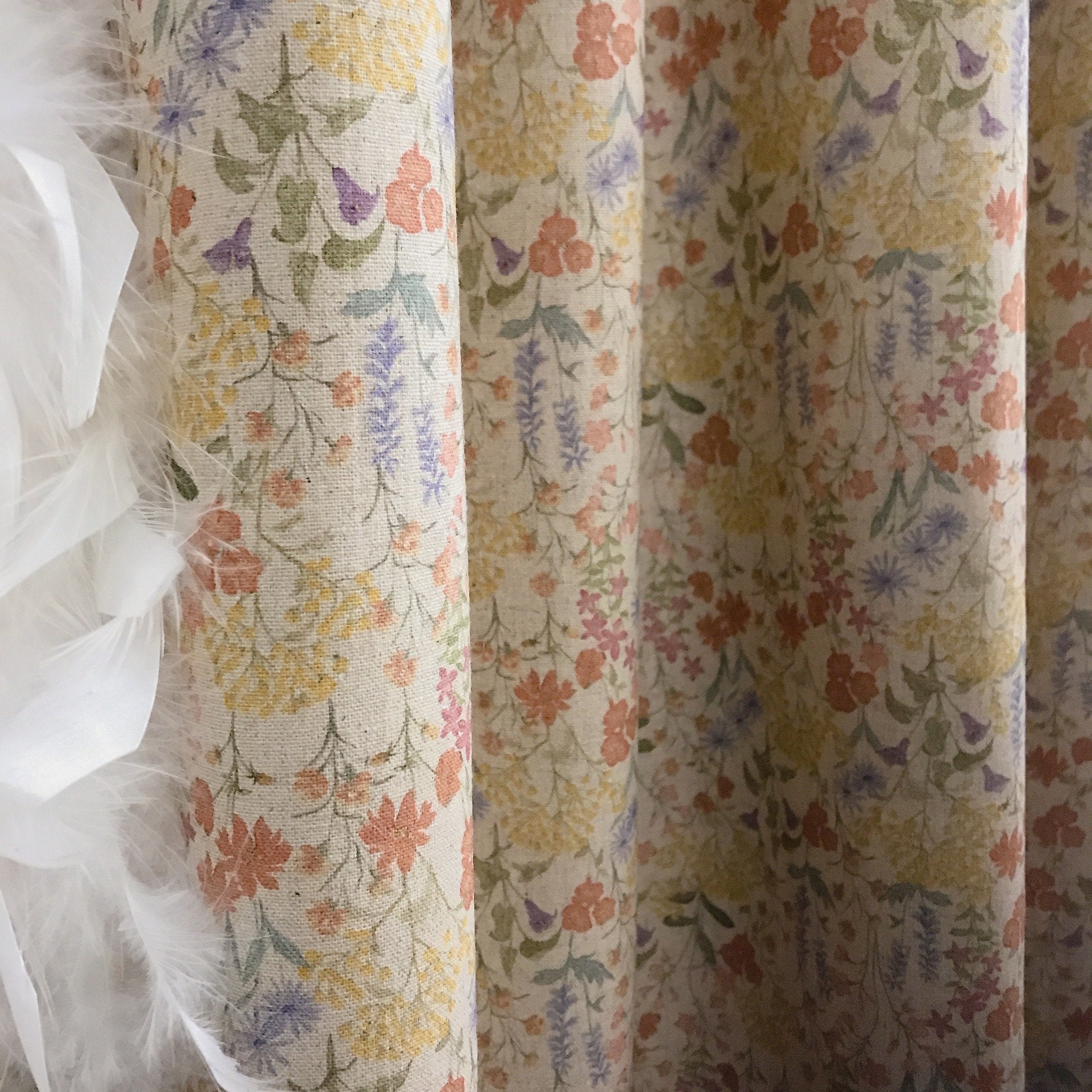 Multicolor Wildflower Curtain on Natural Beige