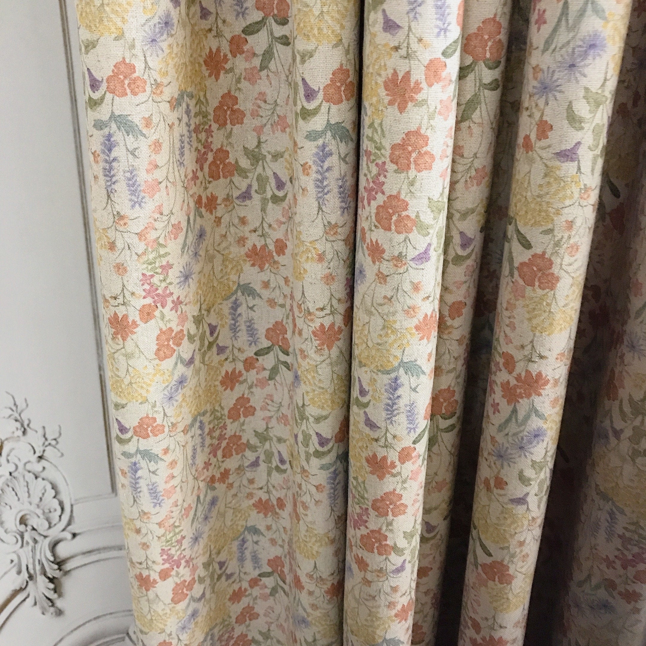 Multicolor Wildflower Curtain on Natural Beige