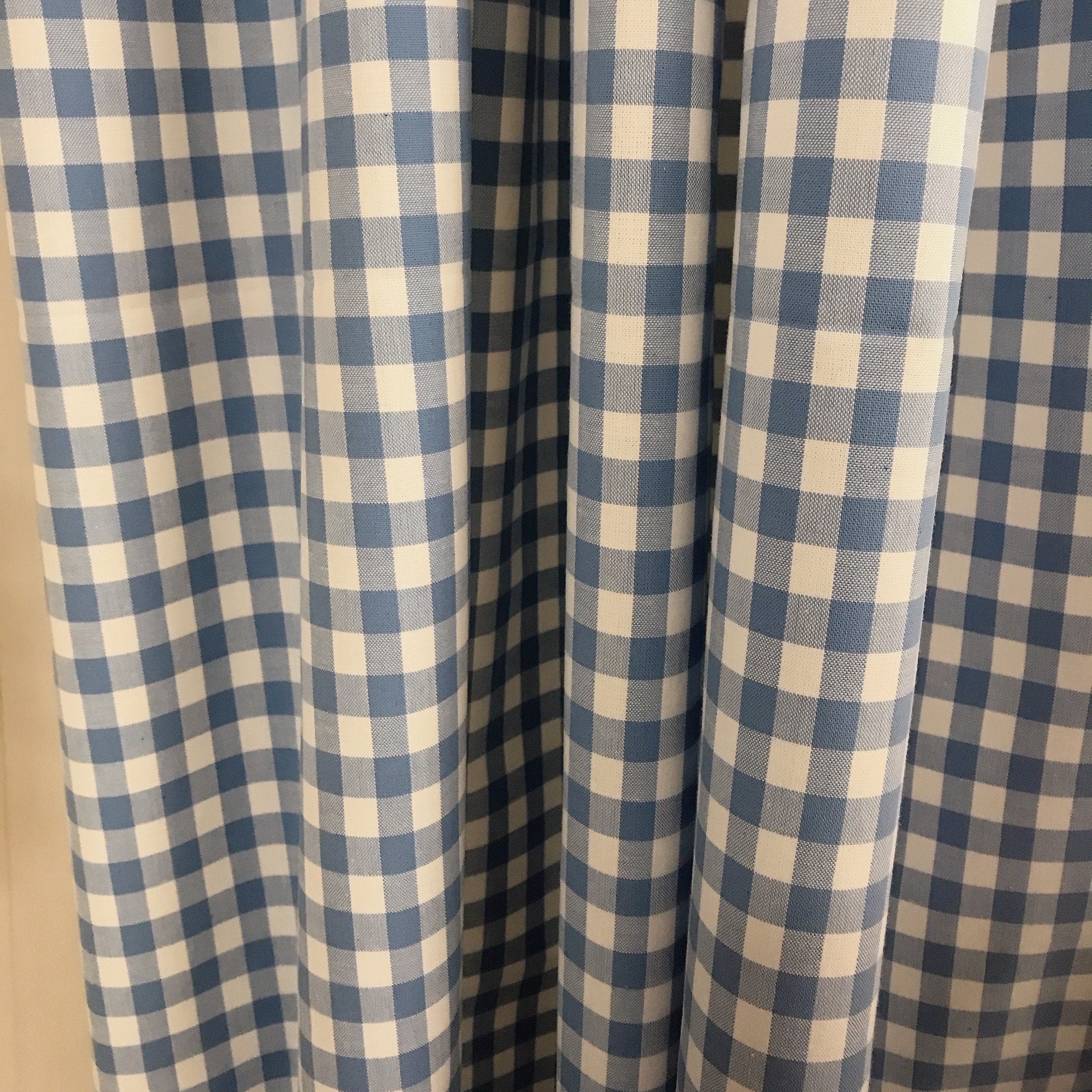 Light Blue and White Mini Gingham Curtain