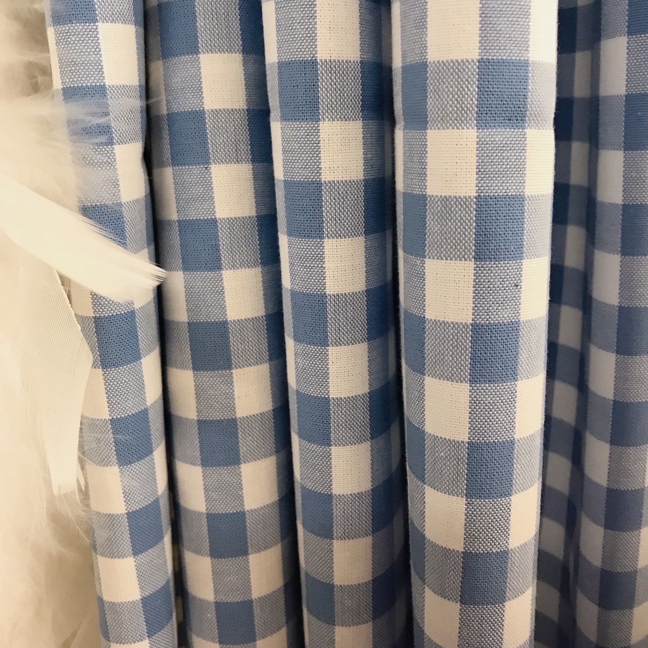 Light Blue and White Mini Gingham Curtain