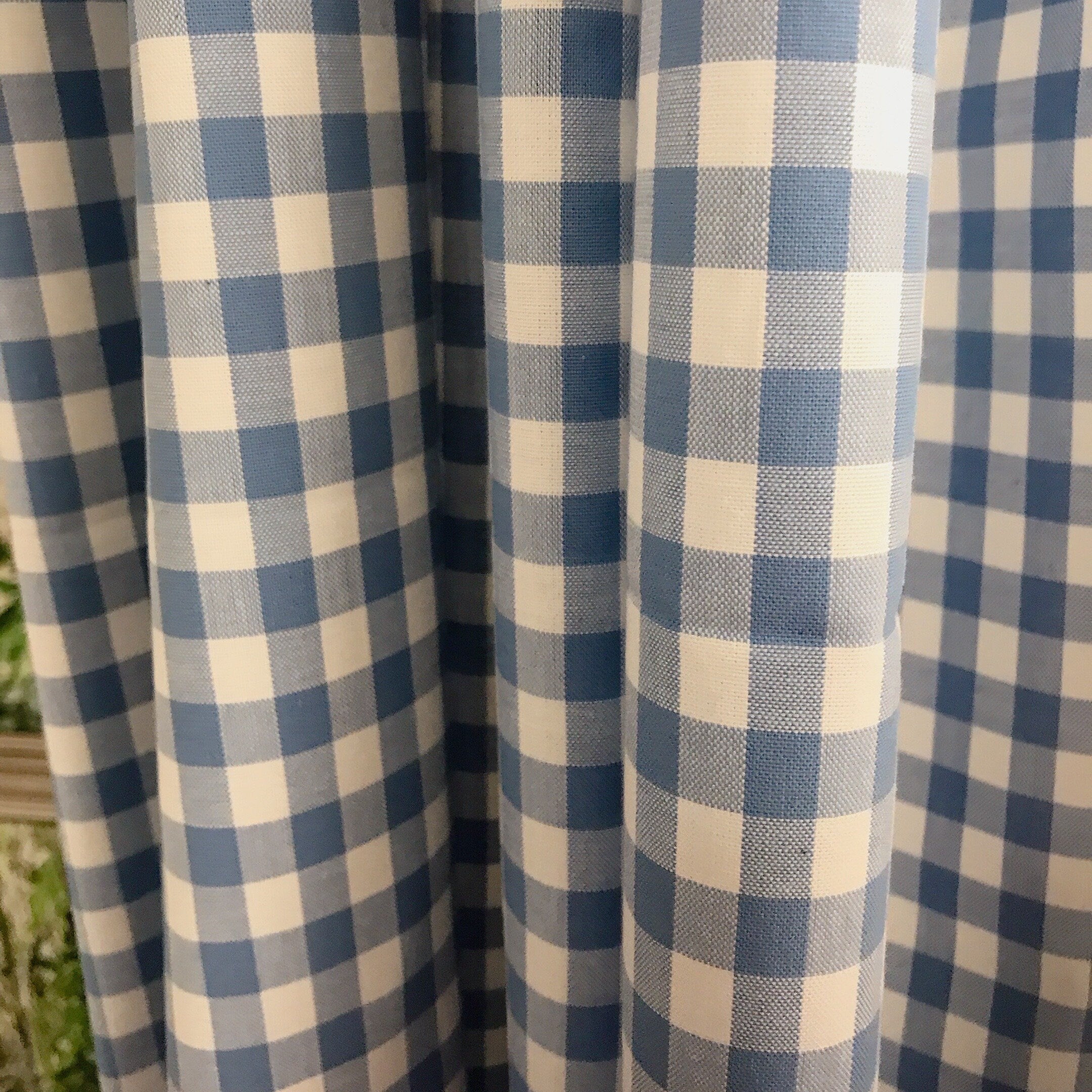 Light Blue and White Mini Gingham Curtain