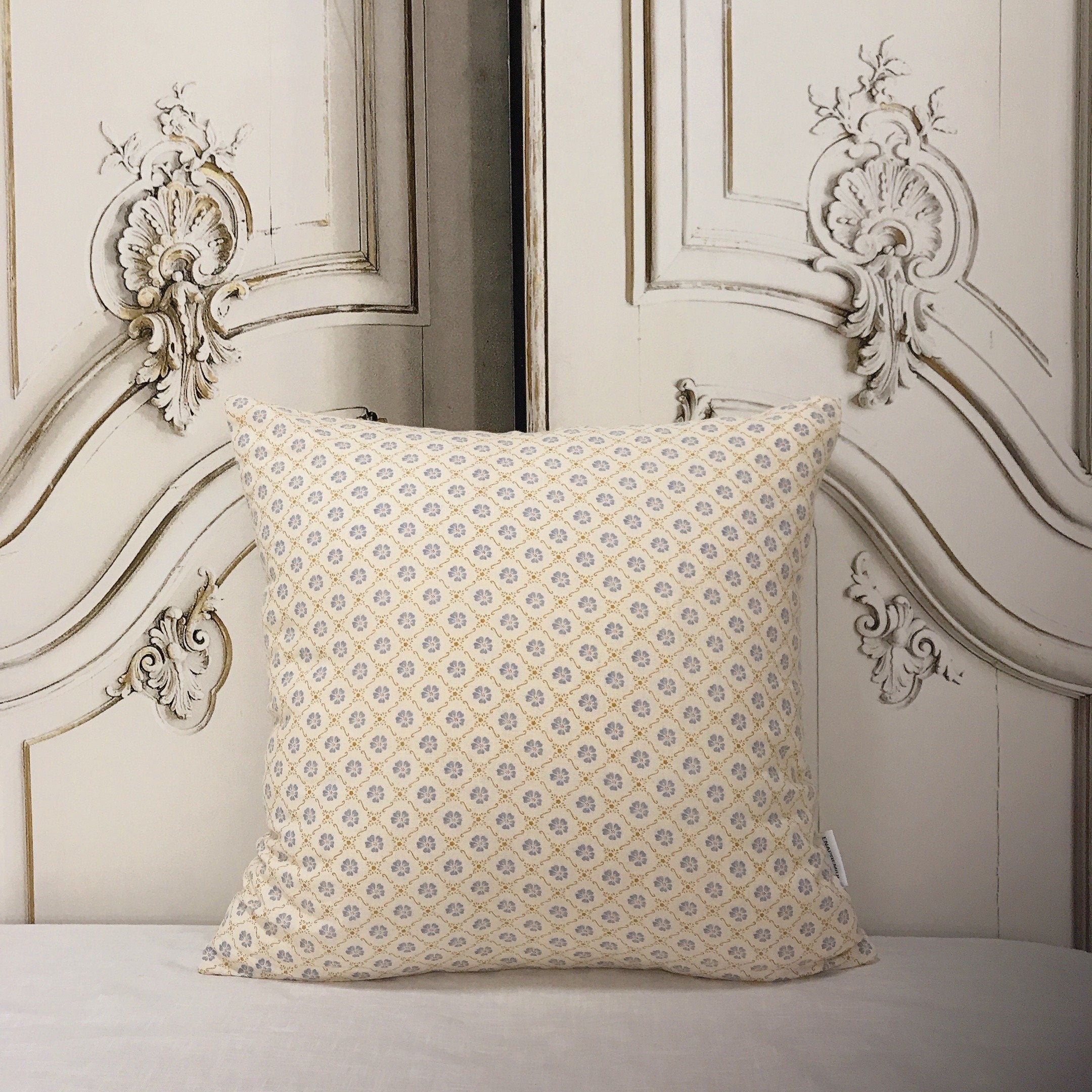 Light Purple and Navy Floral Cushion Cover on Beige Cream