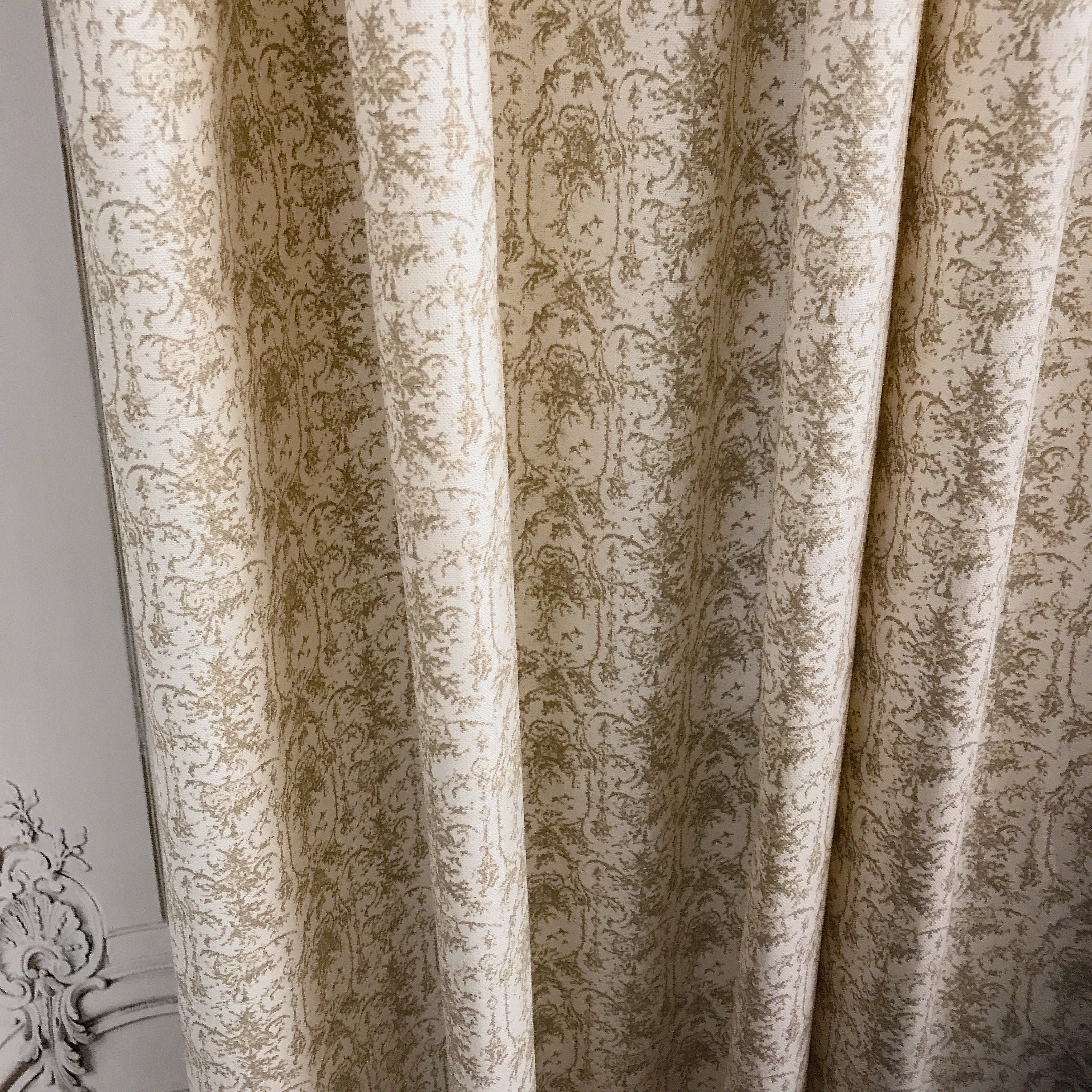 Camel Brown Wildflowers Curtain on Natural Beige