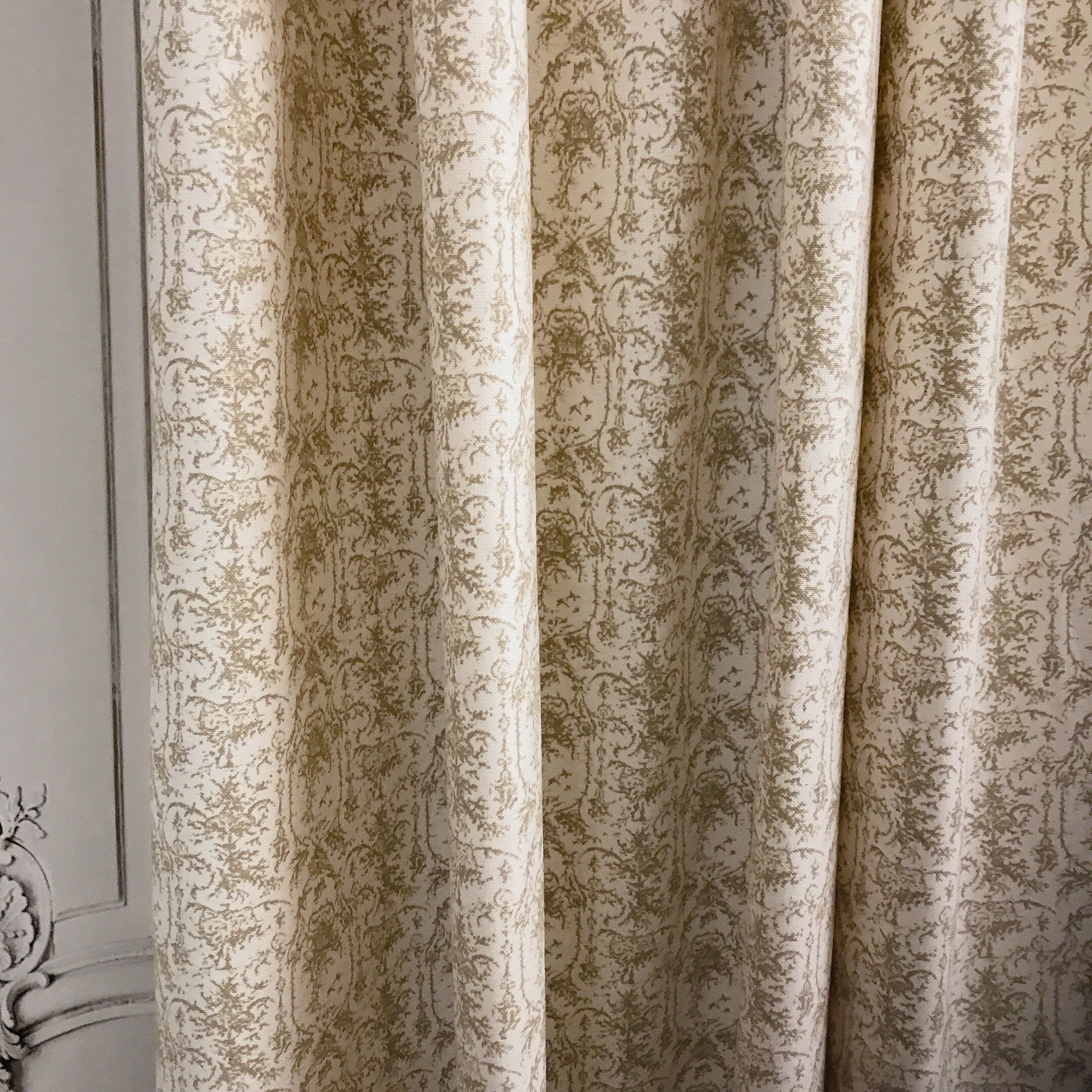 Camel Brown Wildflowers Curtain on Natural Beige