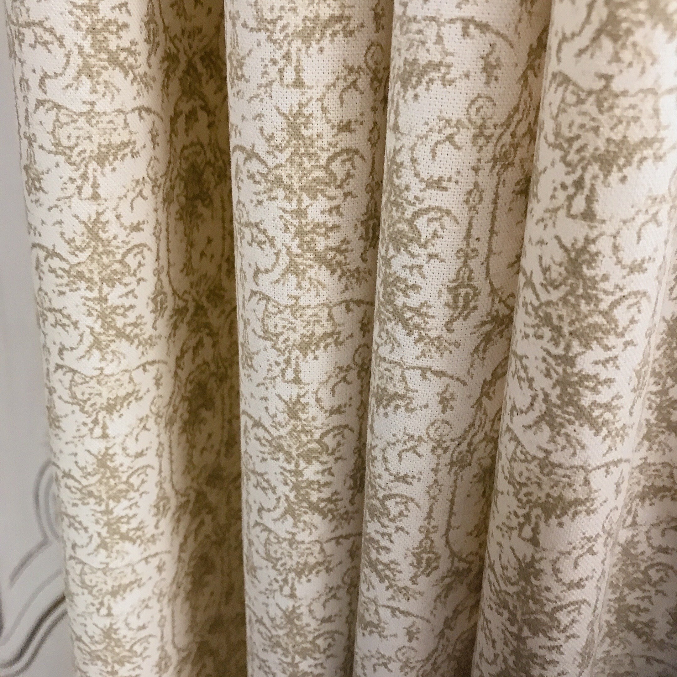 Camel Brown Wildflowers Curtain on Natural Beige