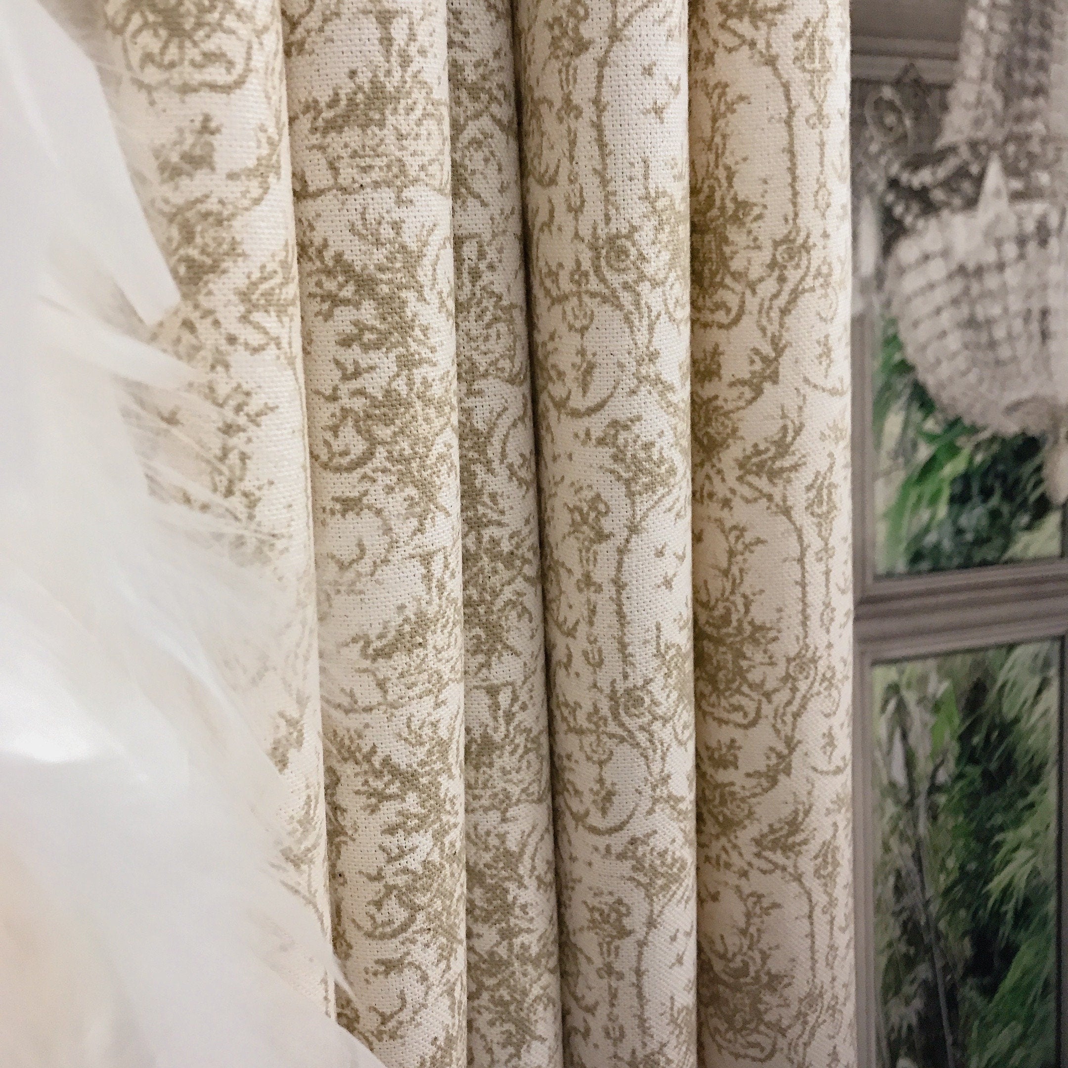 Camel Brown Wildflowers Curtain on Natural Beige