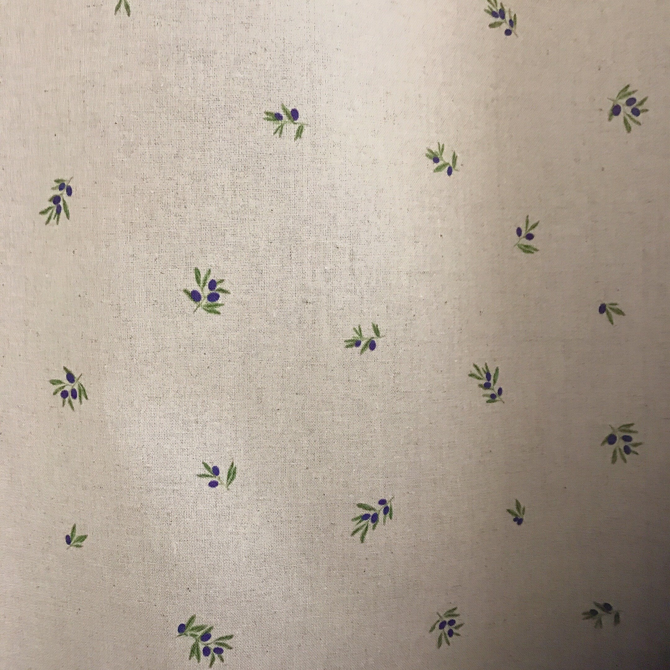 Tiny Blue Berry Pattern Curtain on Natural Beige