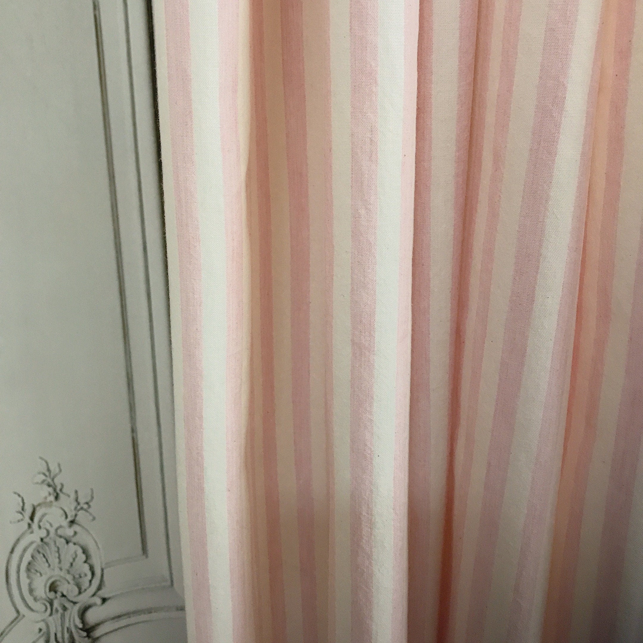 Light Pink Stripe Curtain on Ivory