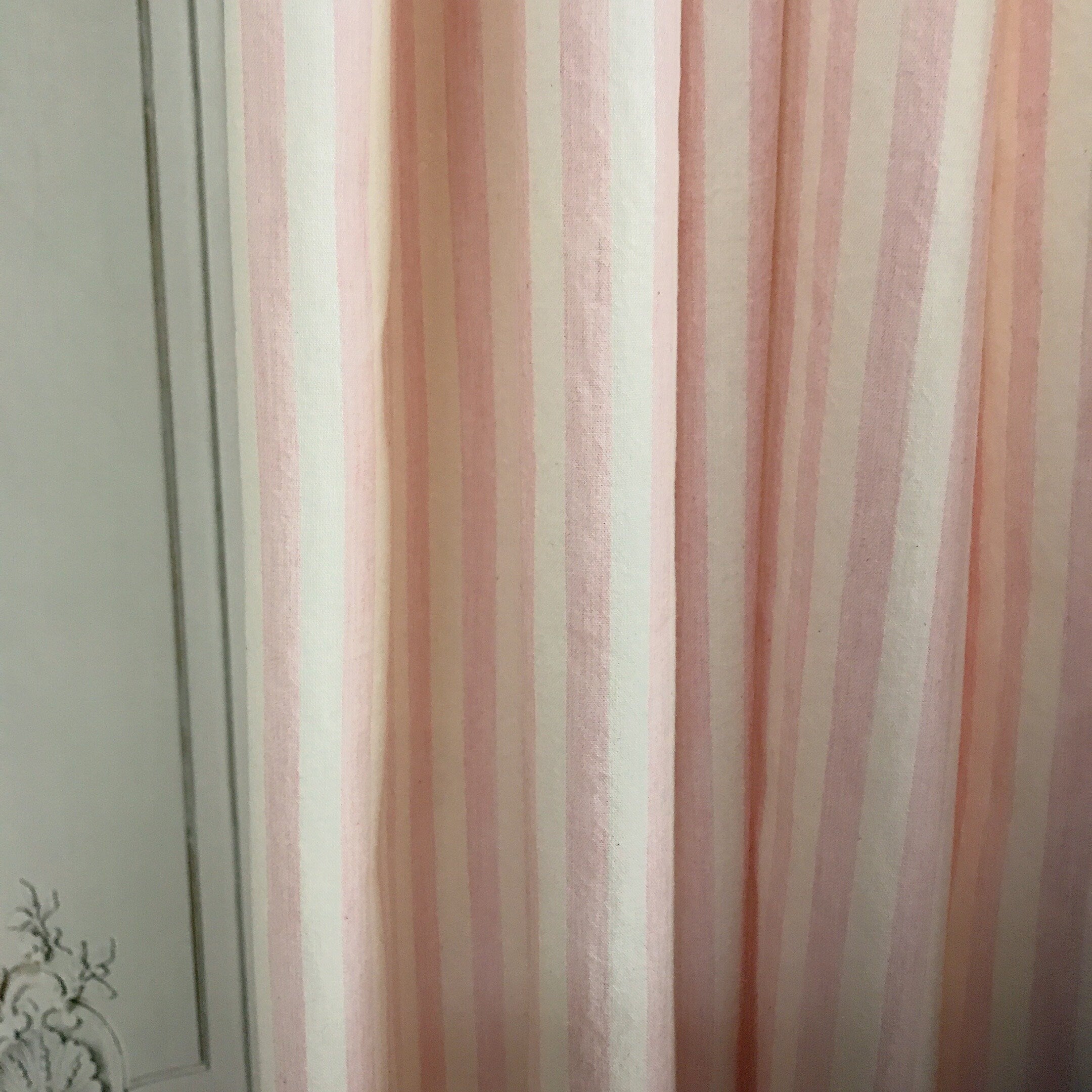 Light Pink Stripe Curtain on Ivory