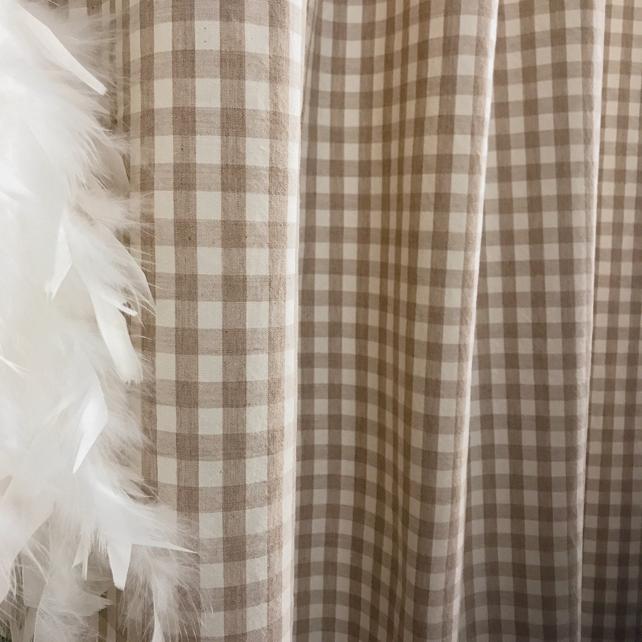Mocha Brown and Ivory Mini Gingham Curtain