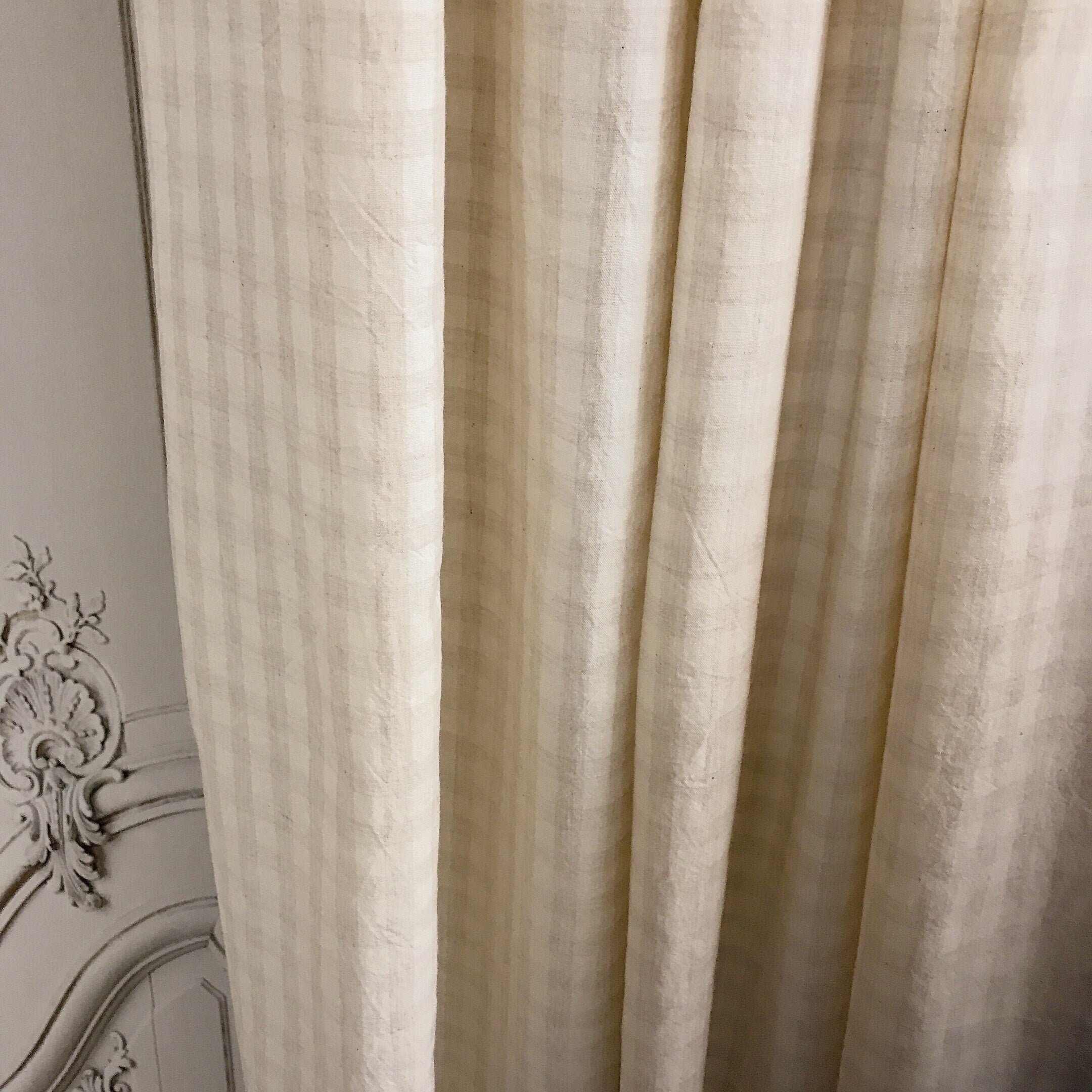 Light Oatmeal Mini Gingham Curtain