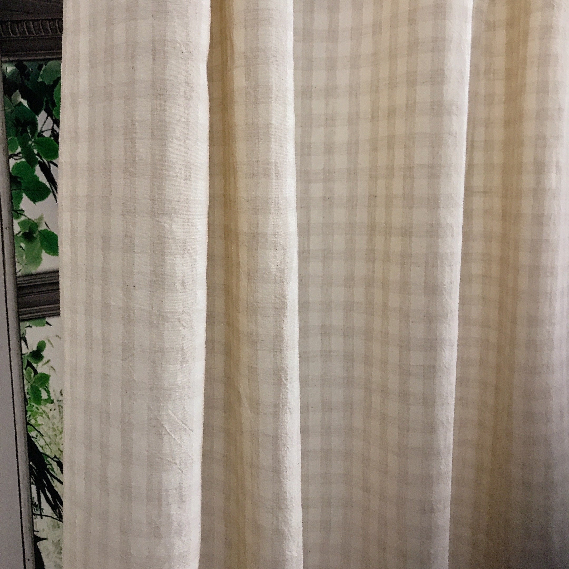 Light Oatmeal Mini Gingham Curtain