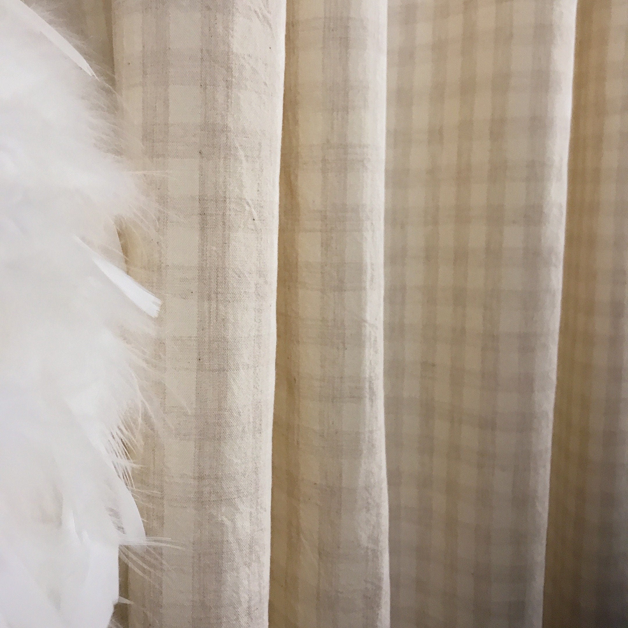 Light Oatmeal Mini Gingham Curtain