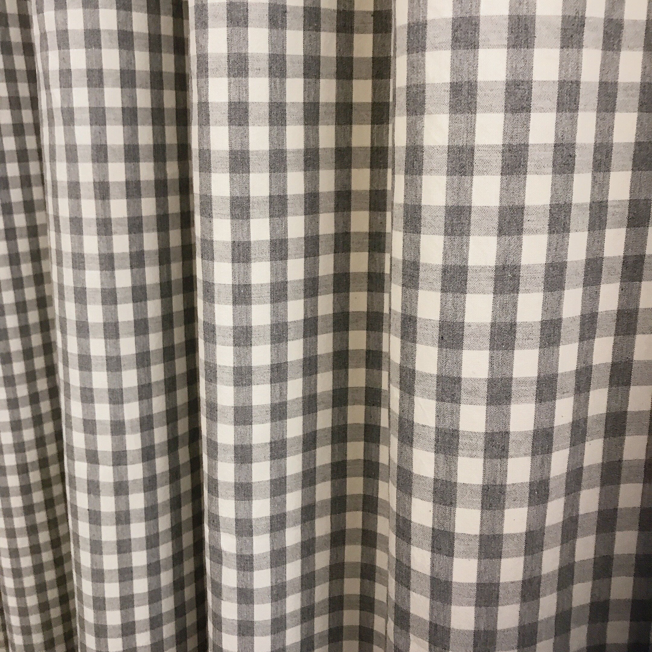 Faded Grey and Ivory Mini Gingham Curtain