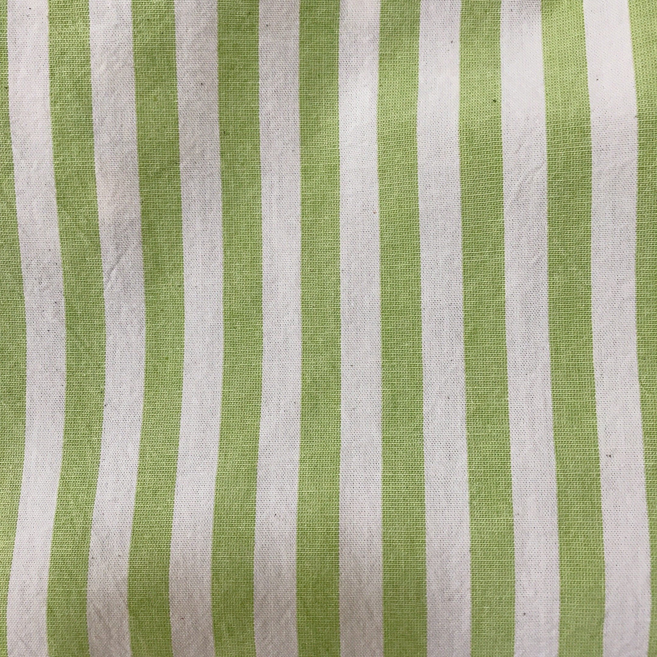 Faded Olive Green Stripe Curtain on Ivory