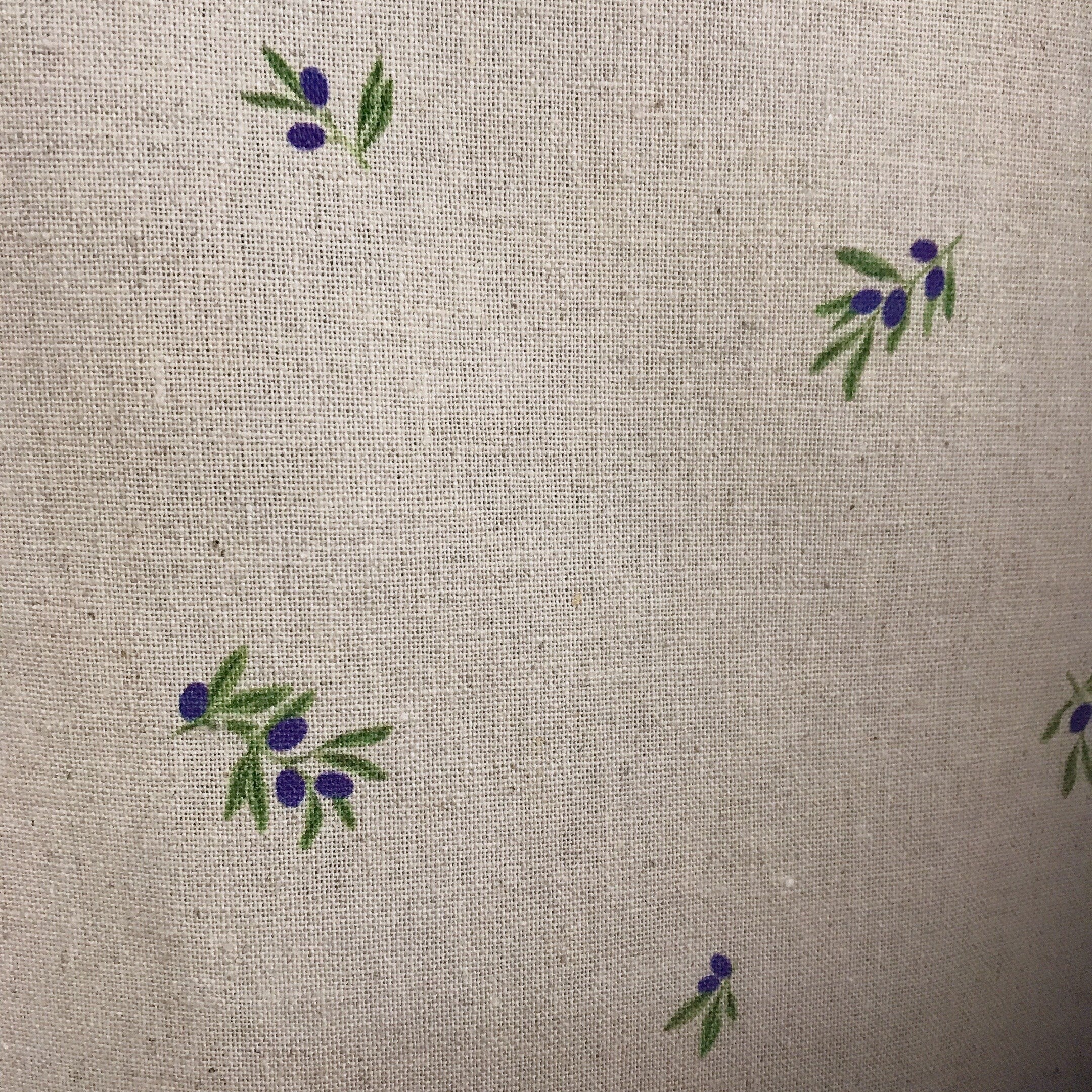 Tiny Blue Berry Pattern Curtain on Natural Beige