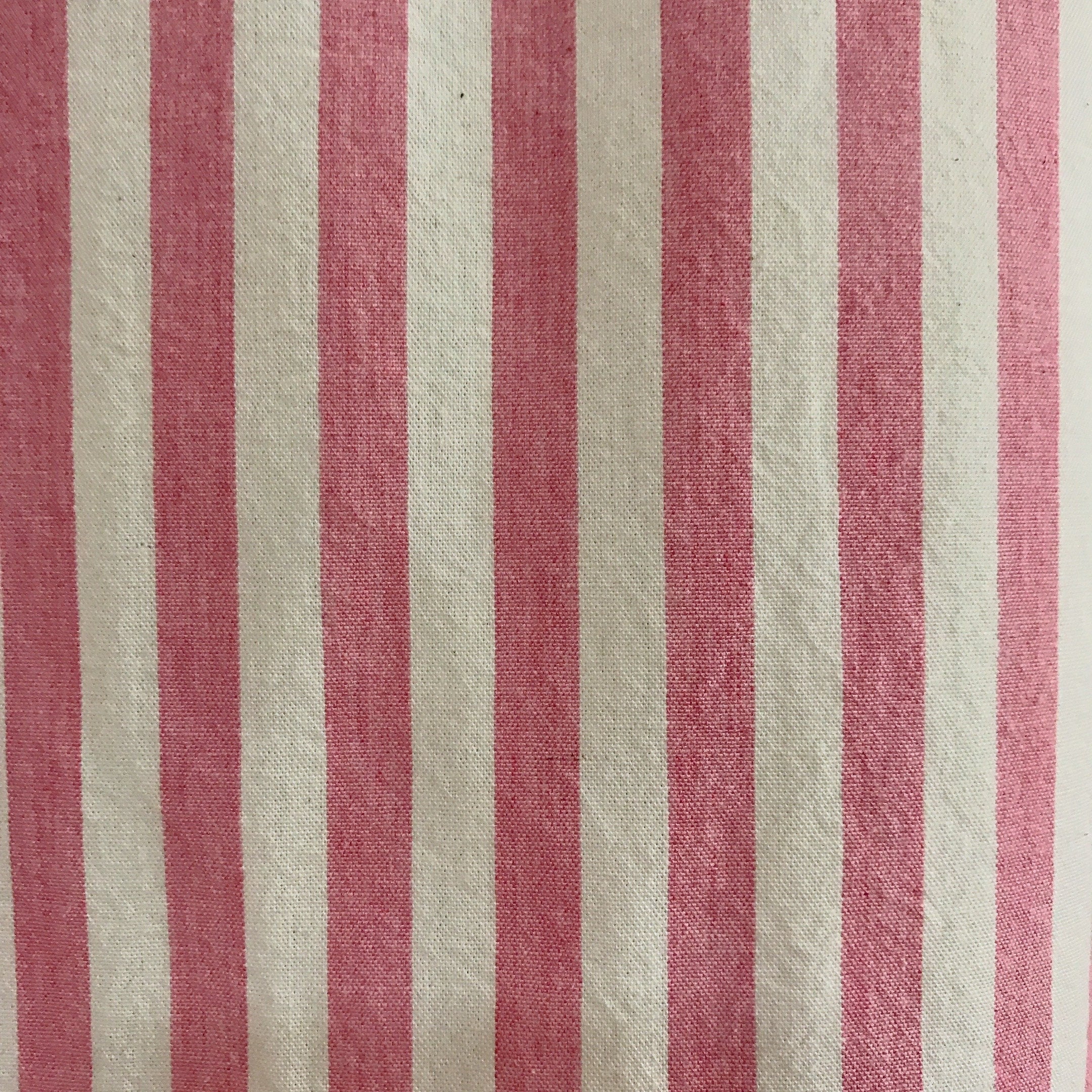 Softened Hot Pink Stripe Curtain on Ivory