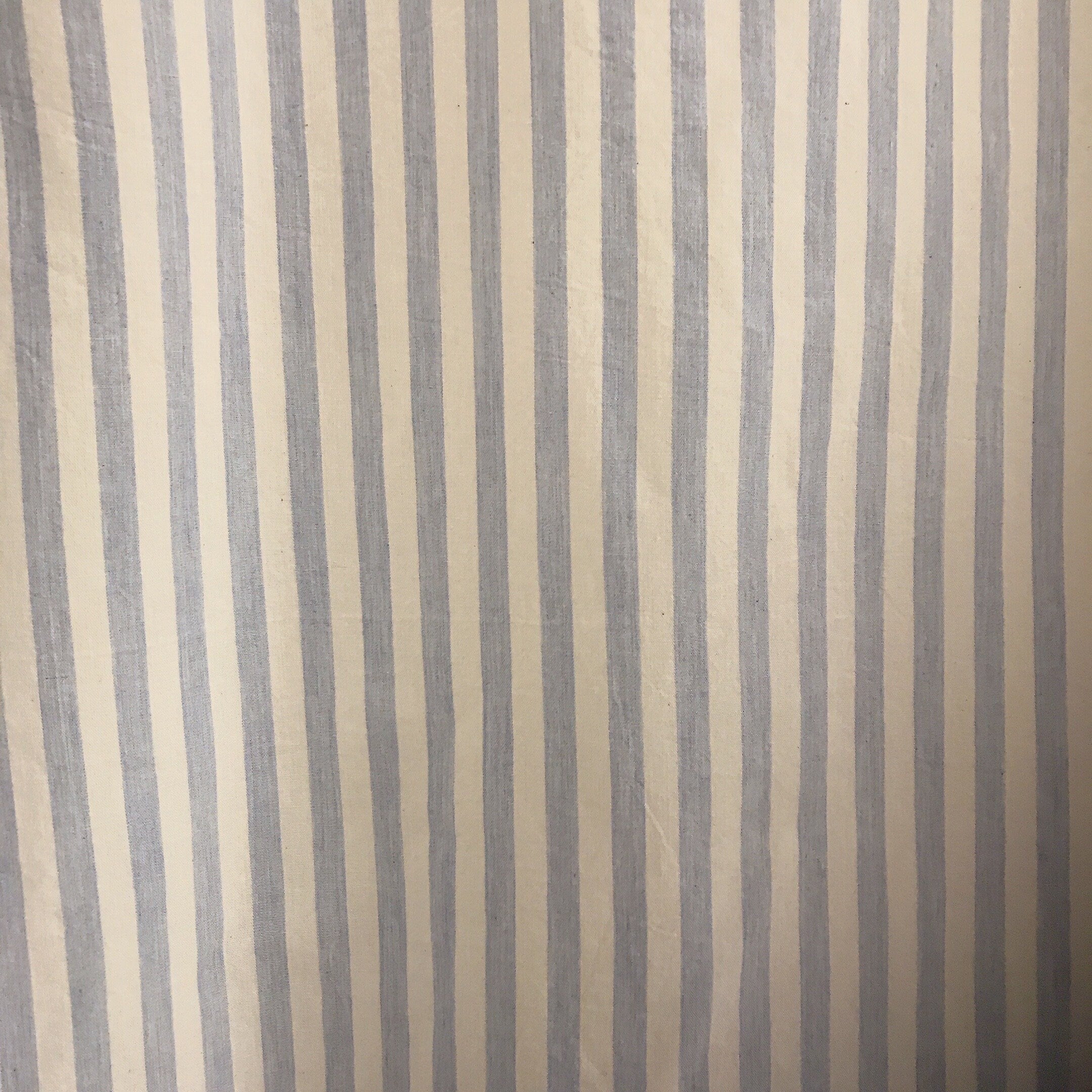 Light Blue Stripe Curtain on Ivory