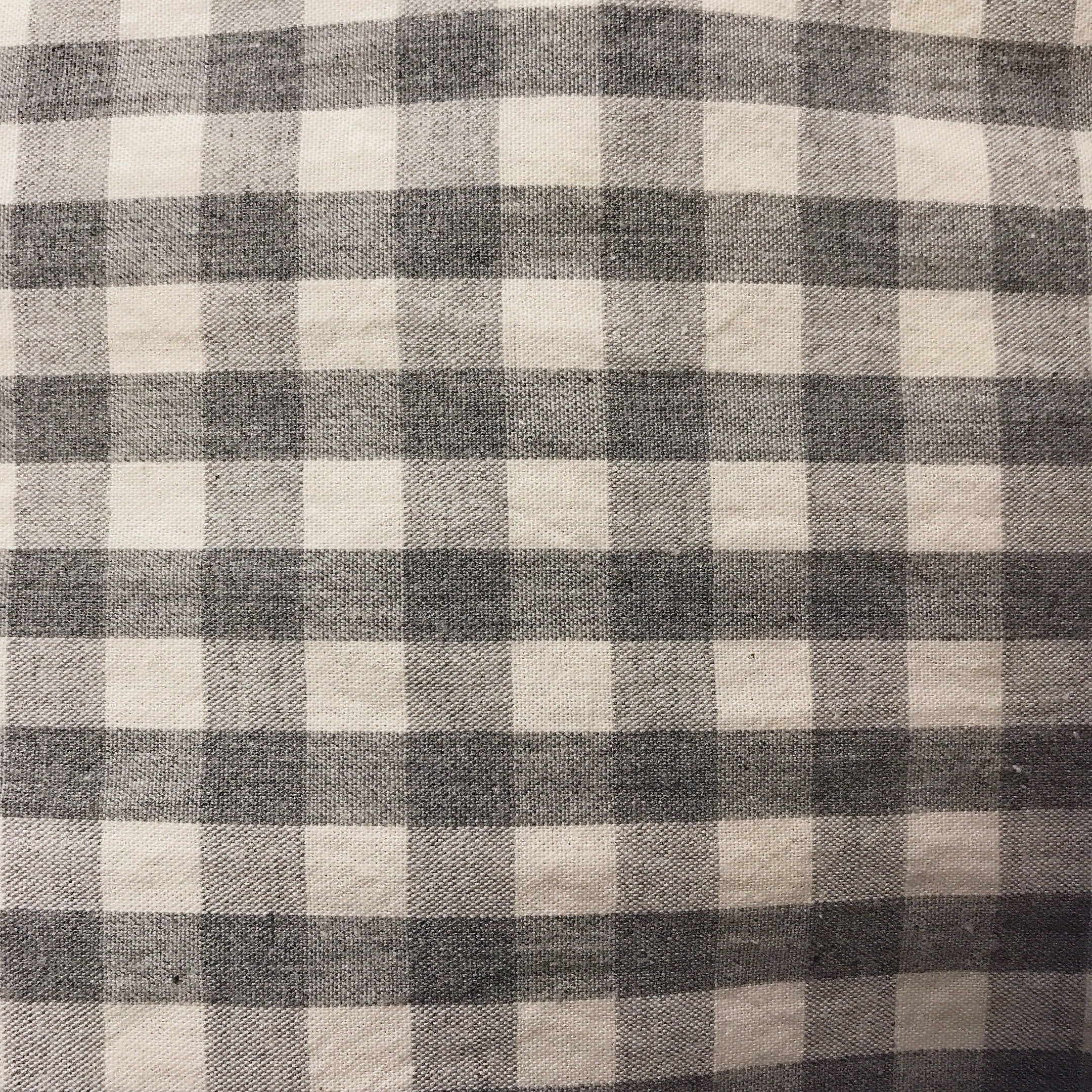 Faded Grey and Ivory Mini Gingham Curtain