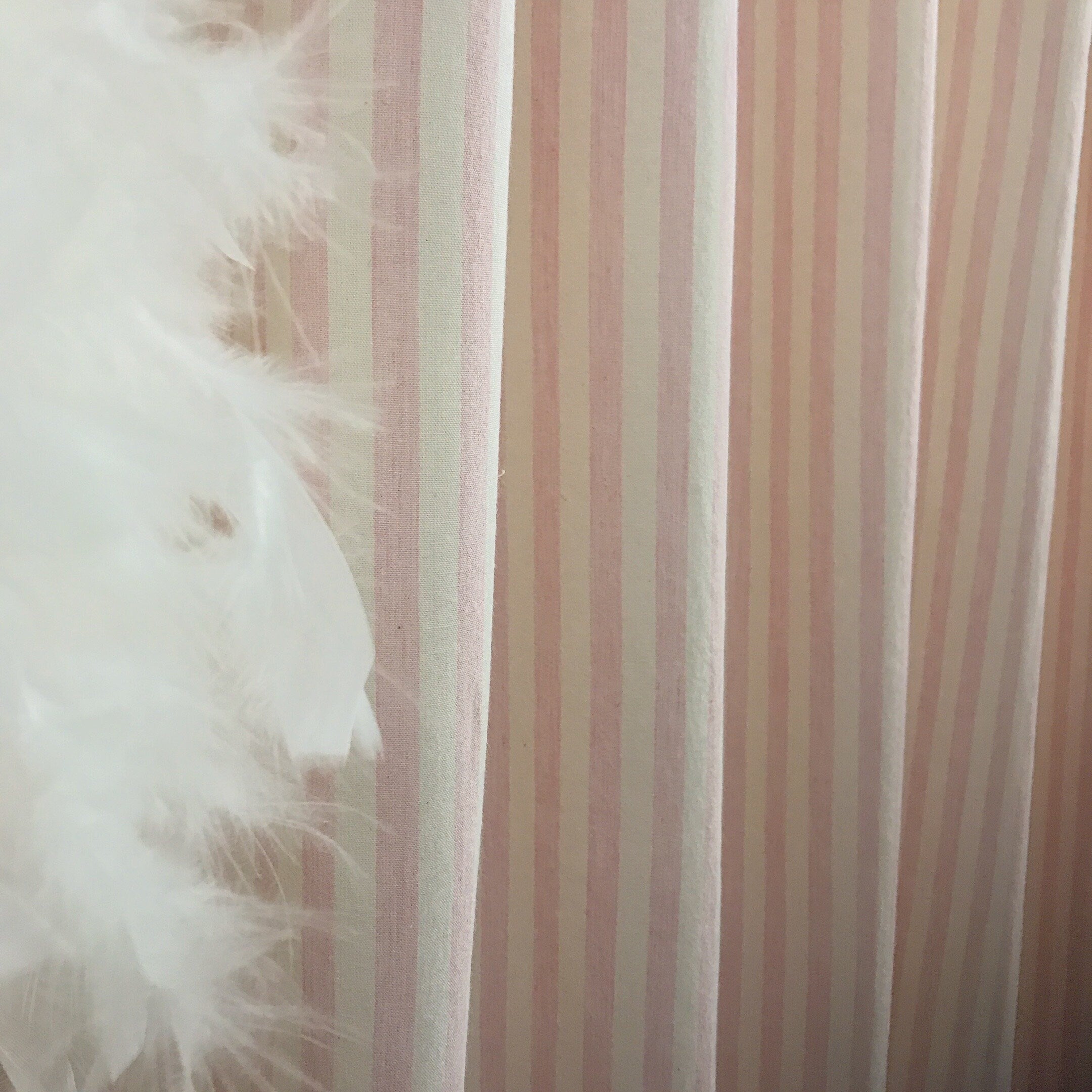Light Pink Stripe Curtain on Ivory