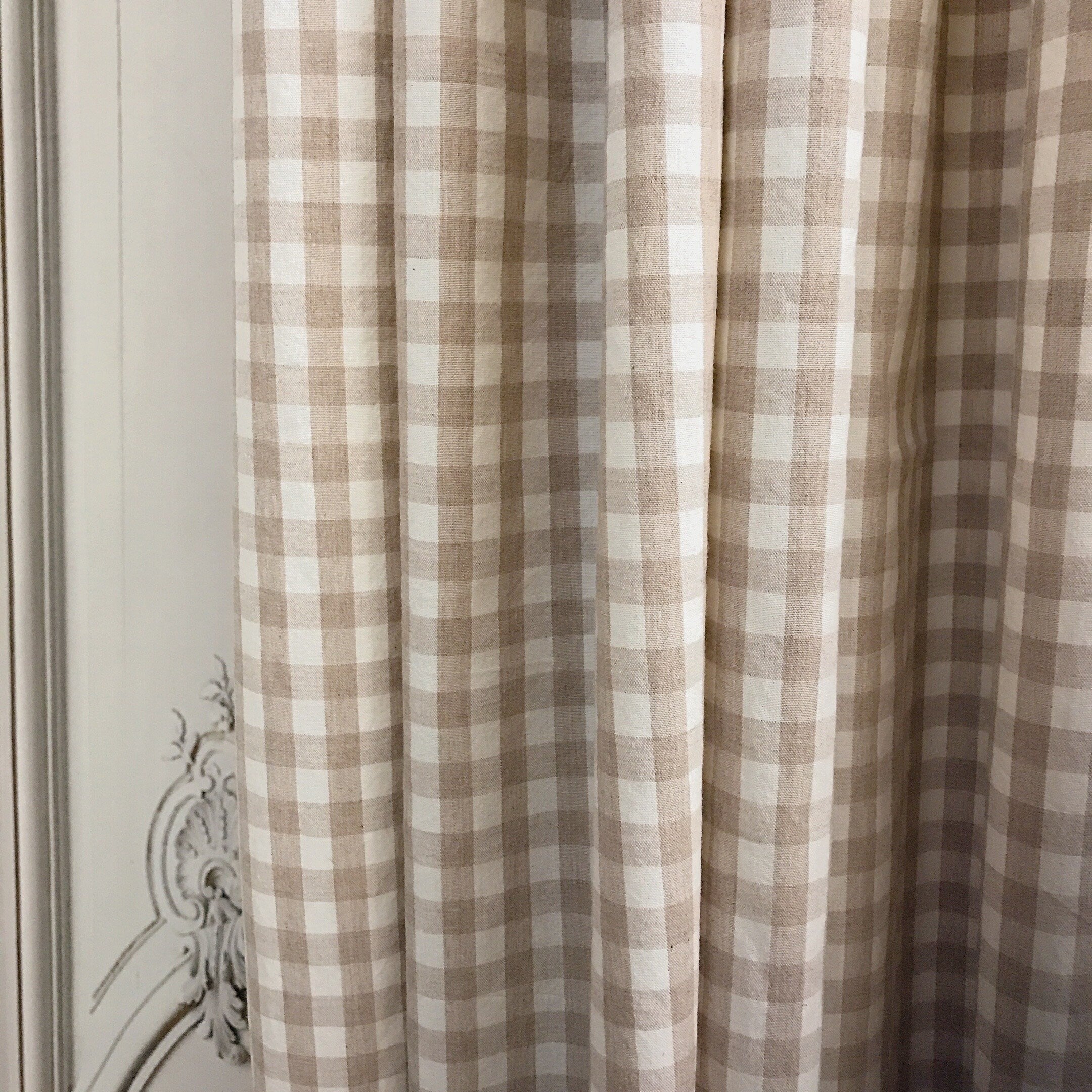 Mocha Brown and Ivory Mini Gingham Curtain