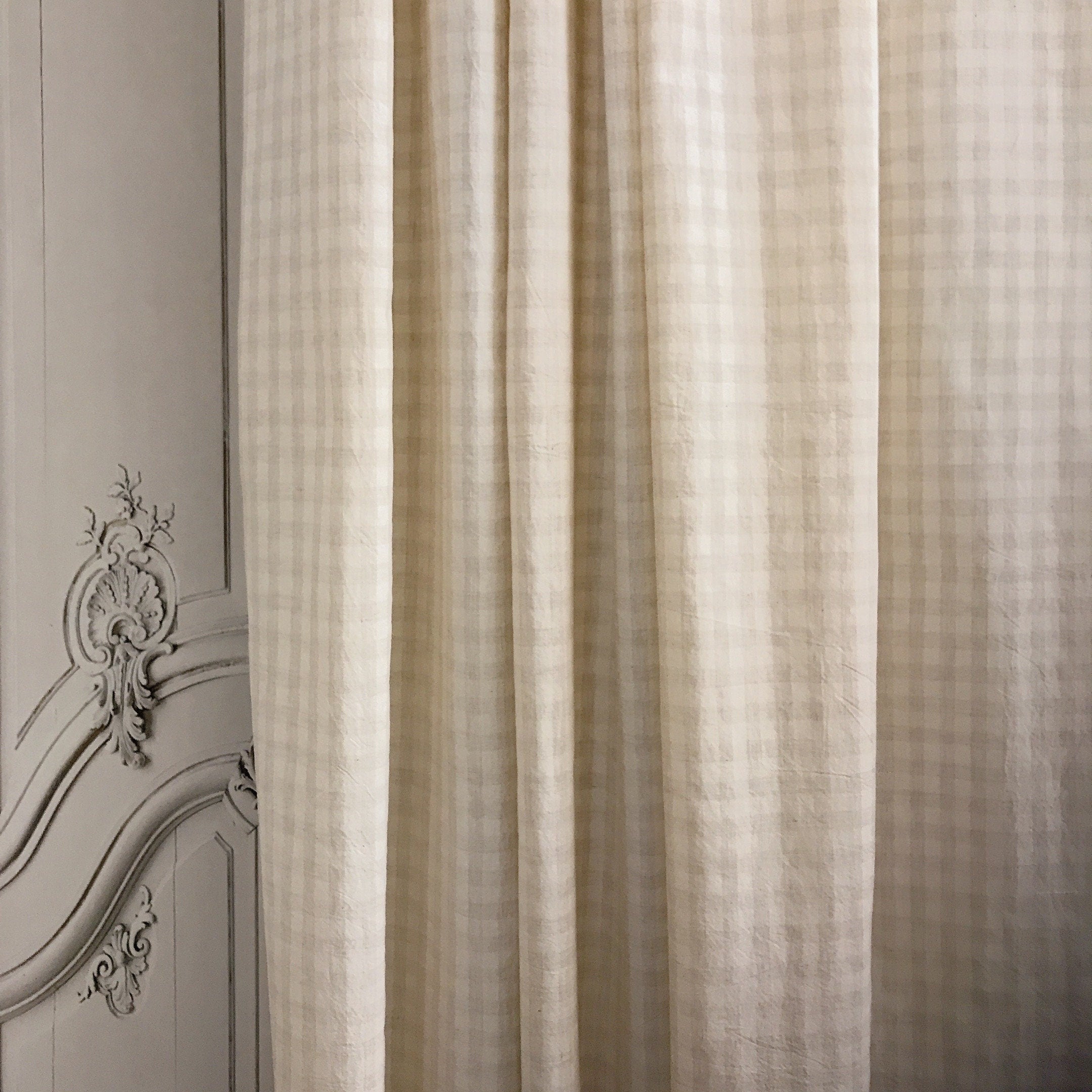 Light Oatmeal Mini Gingham Curtain