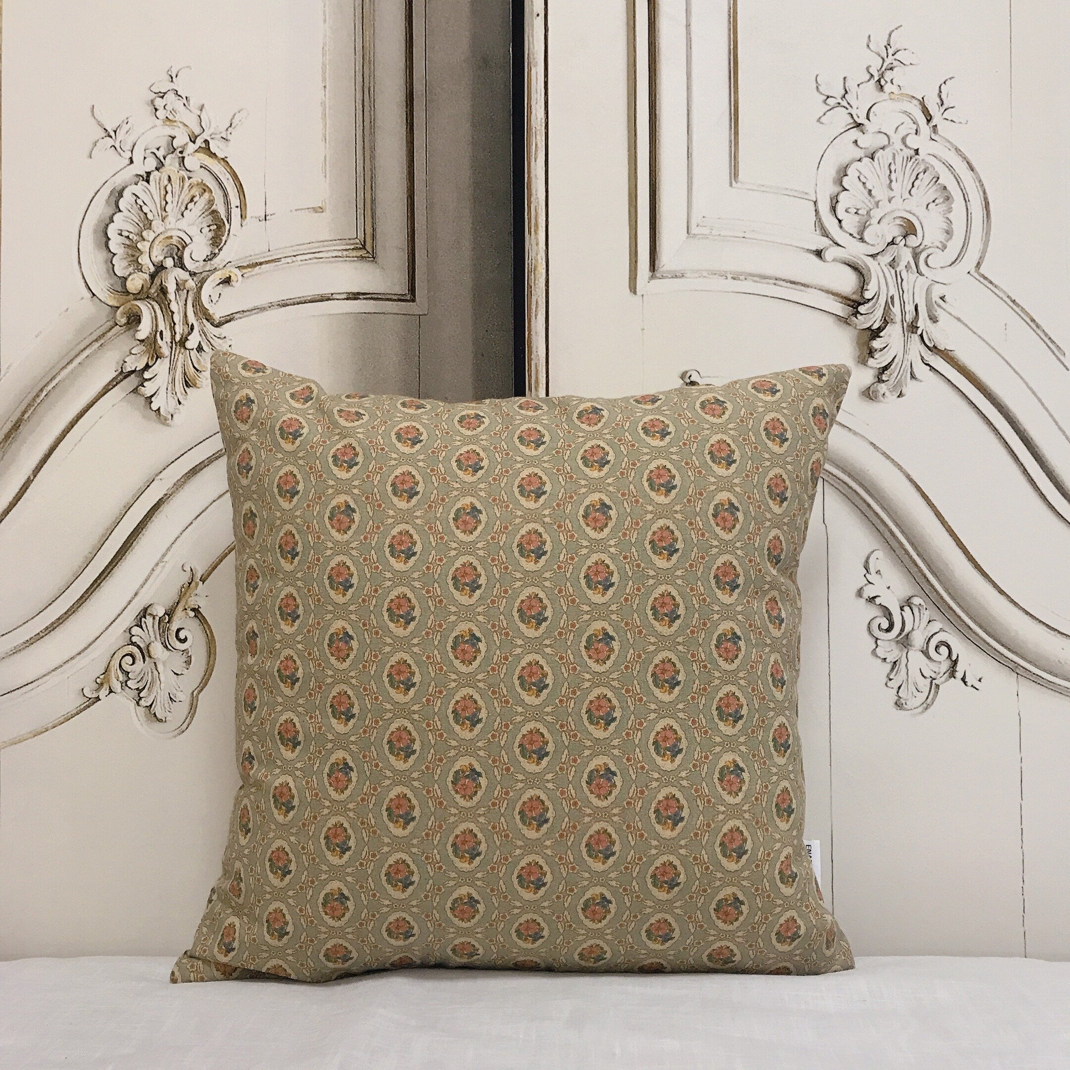 Multicolor Tiny Floral Cushion Cover on Sage Green