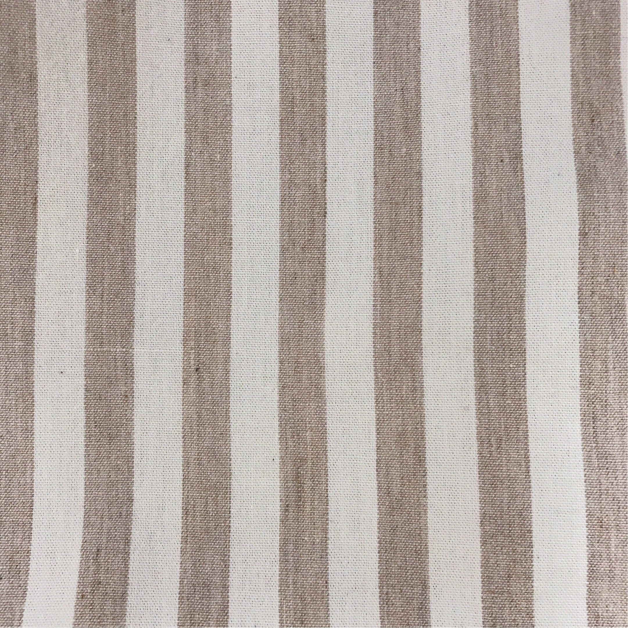 Faded Light Brown Stripe Curtain on Ivory