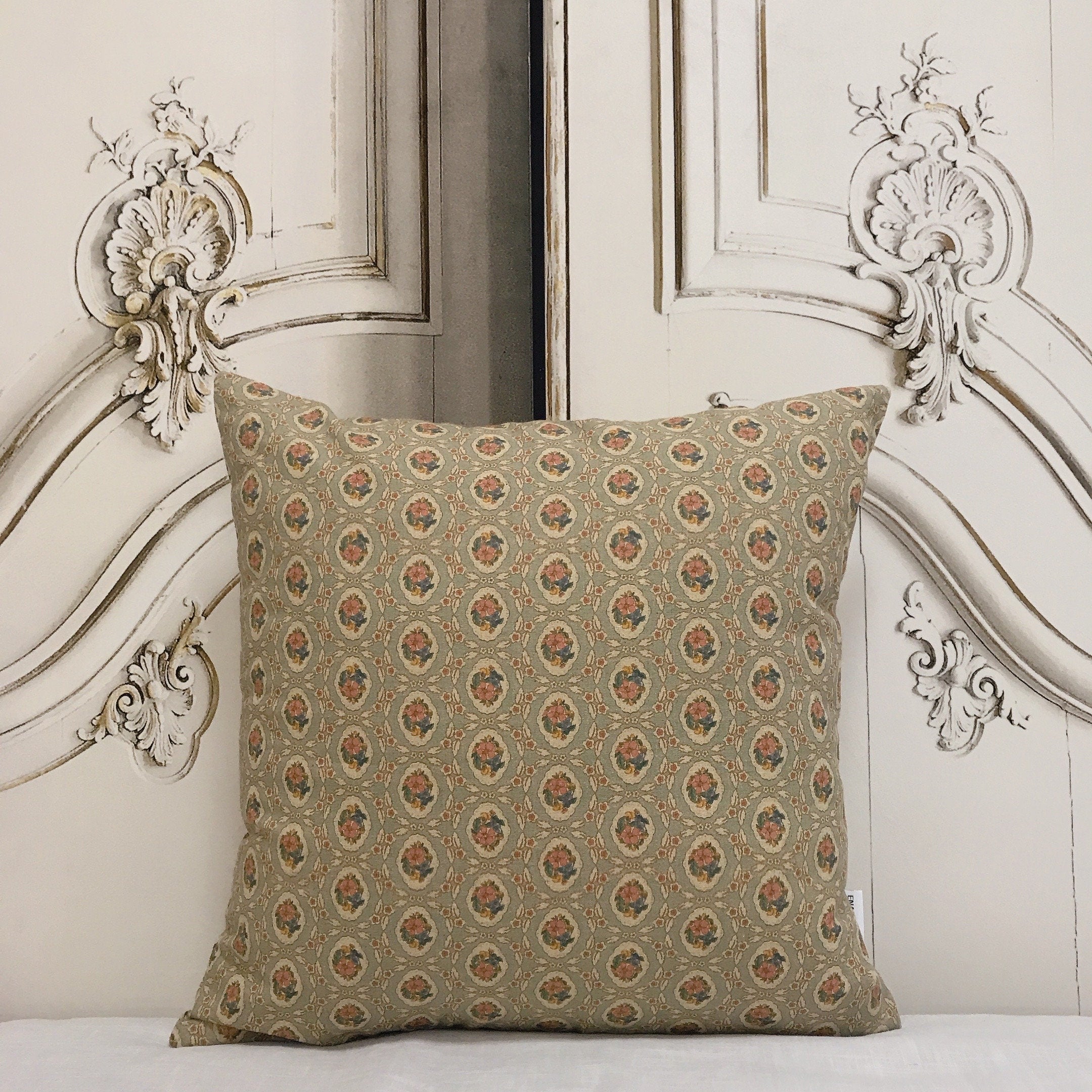 Multicolor Tiny Floral Cushion Cover on Sage Green