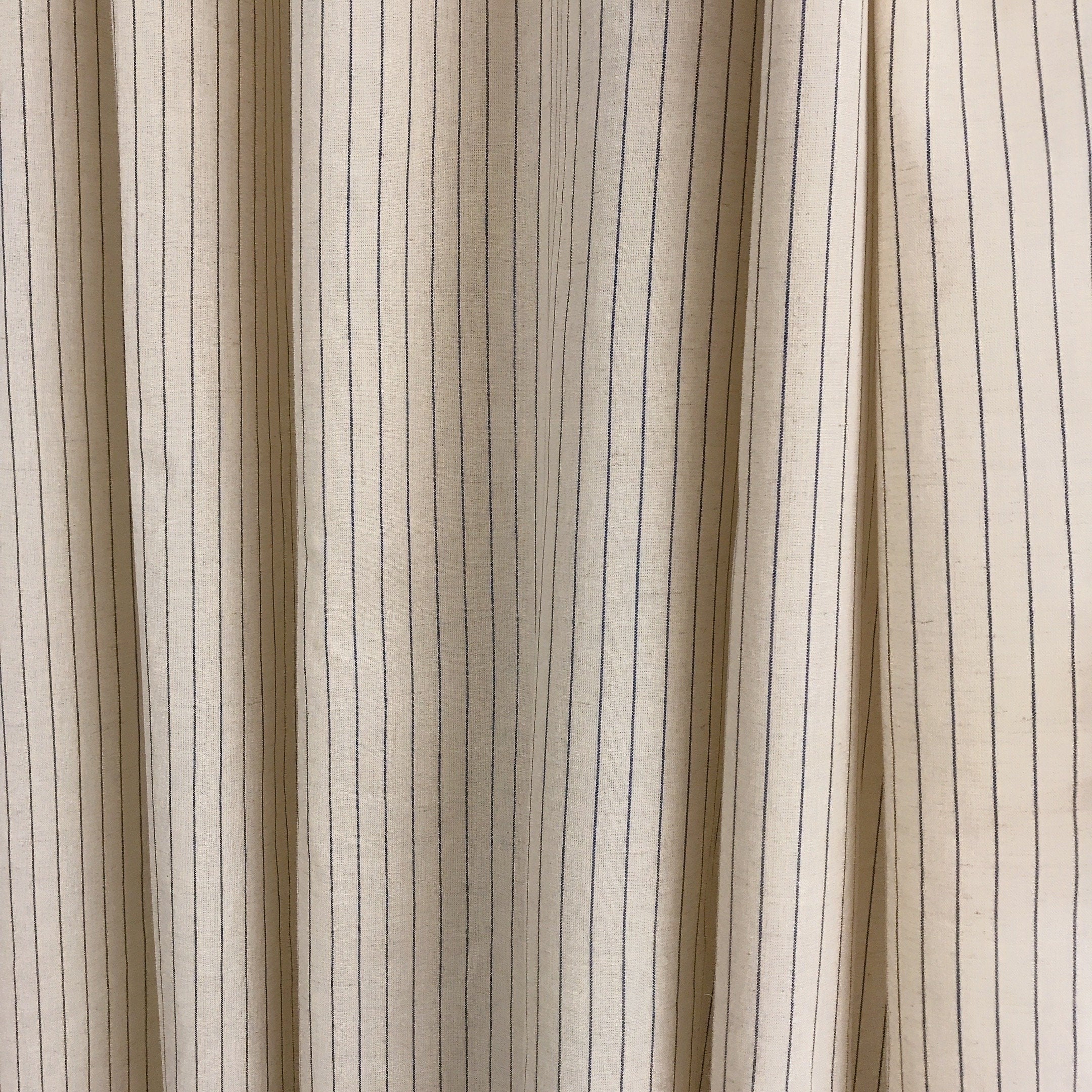 Indigo Blue Stripe Curtain on Natural Beige