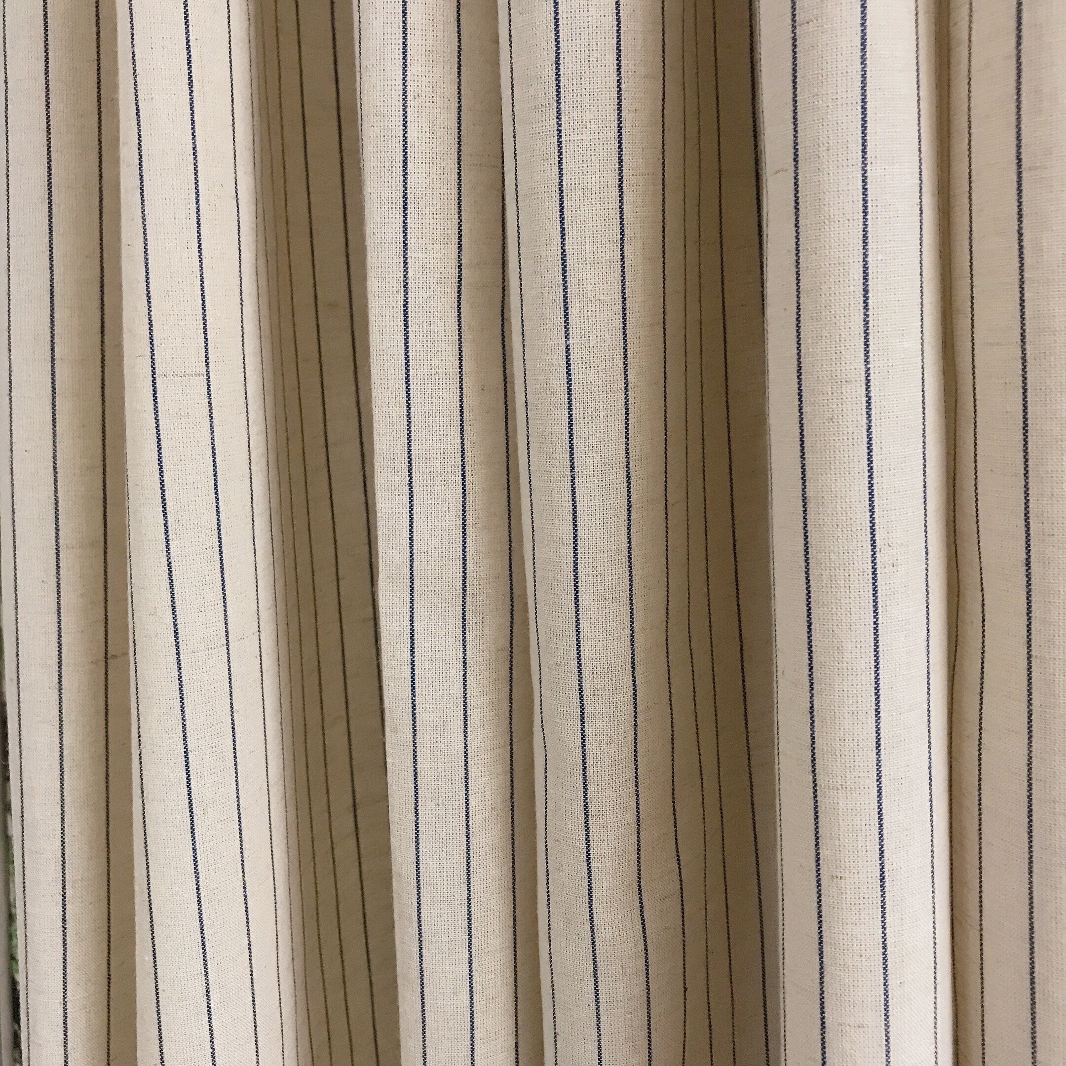 Indigo Blue Stripe Curtain on Natural Beige