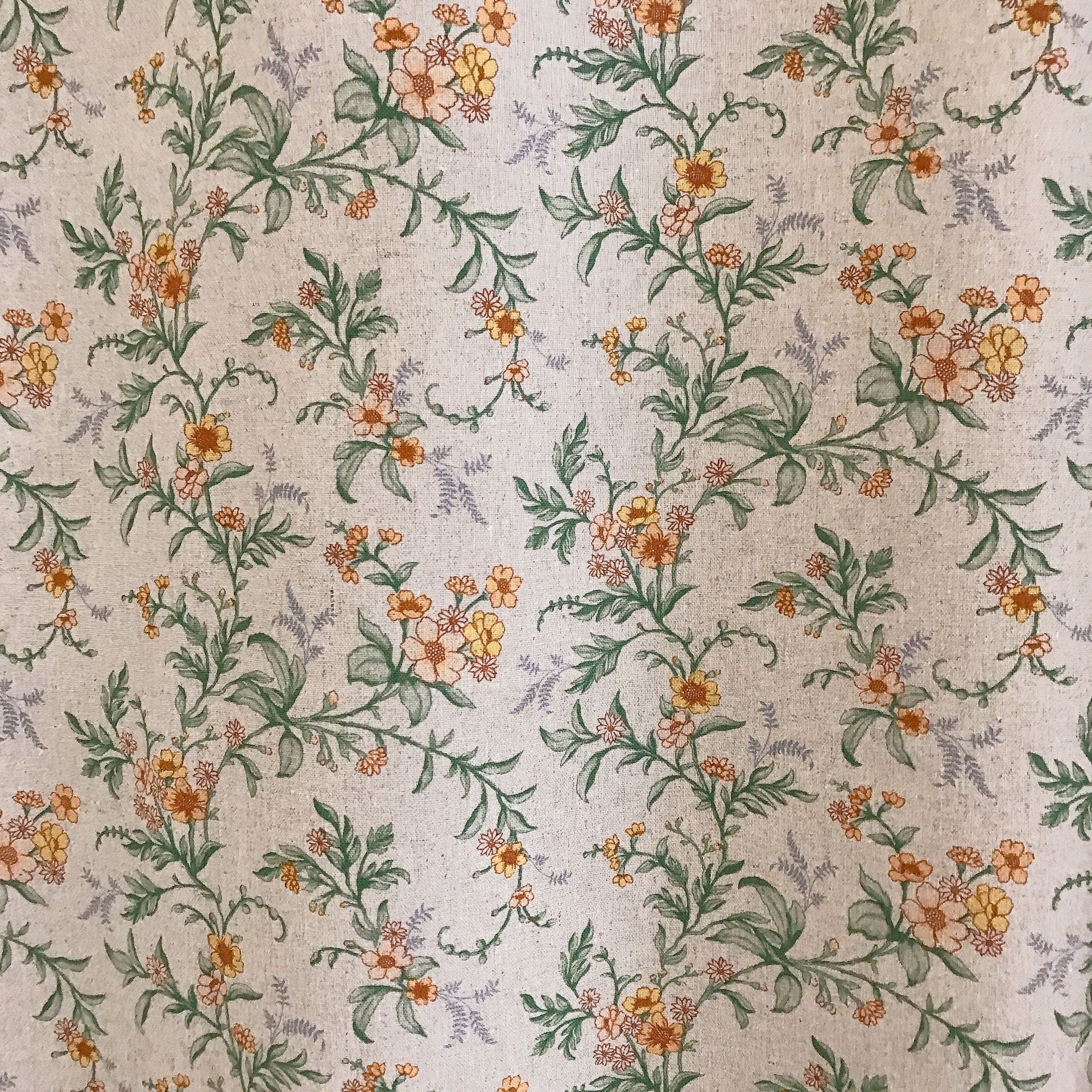 Yellow Floral Sage Leaves Curtain on Natural Beige