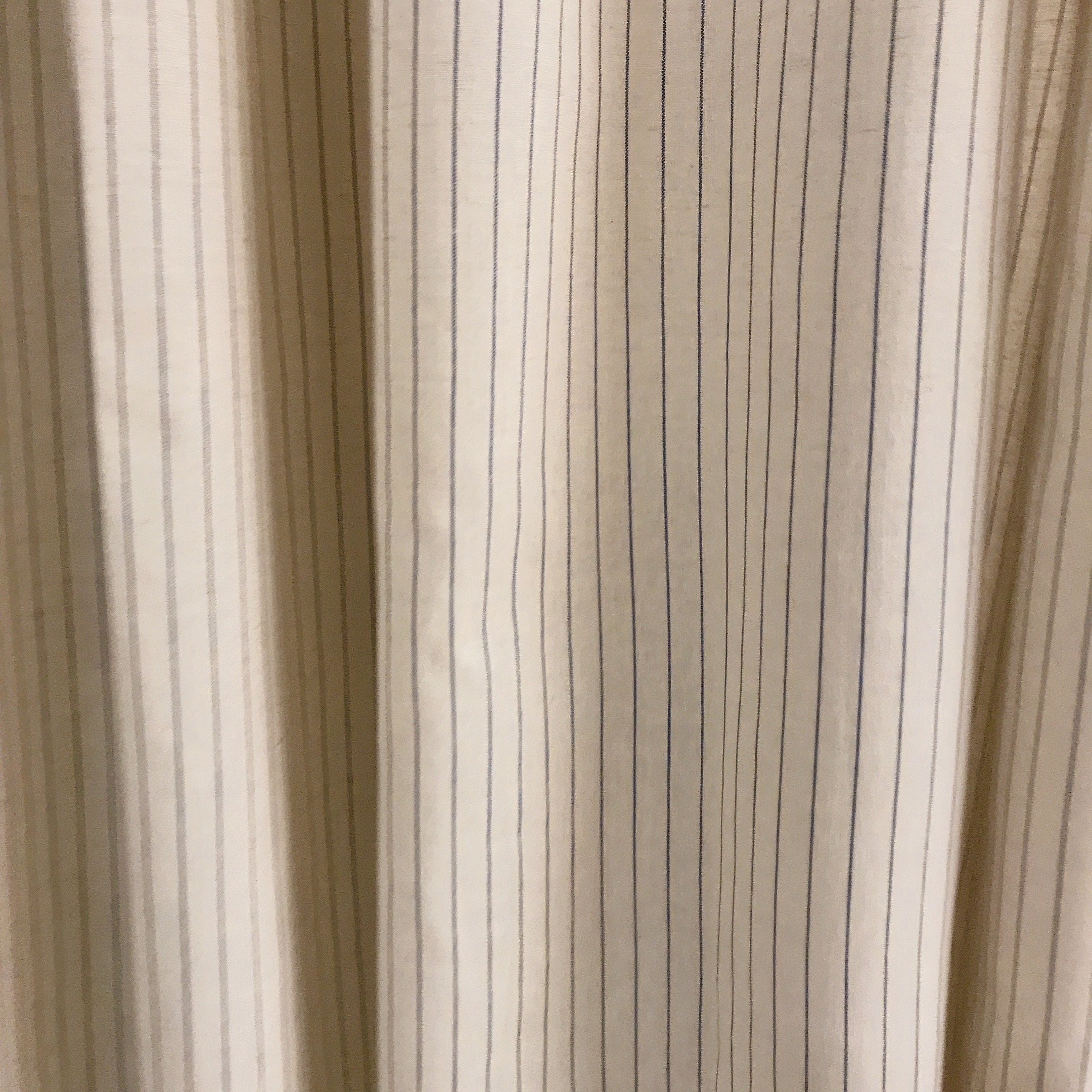 Indigo Blue Stripe Curtain on Natural Beige