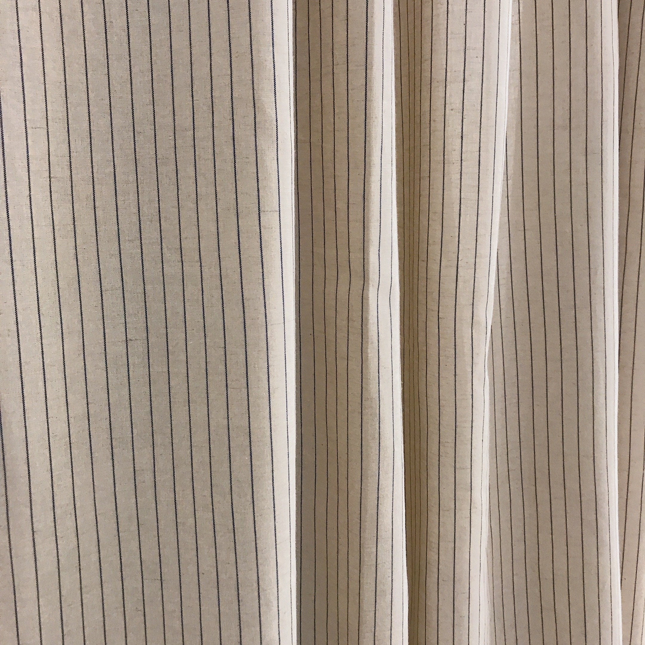 Indigo Blue Stripe Curtain on Natural Beige