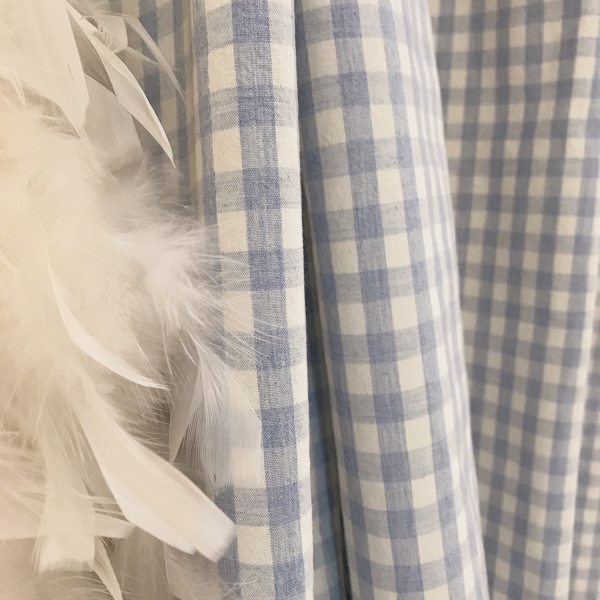 Light Blue and White Mini Gingham Curtain