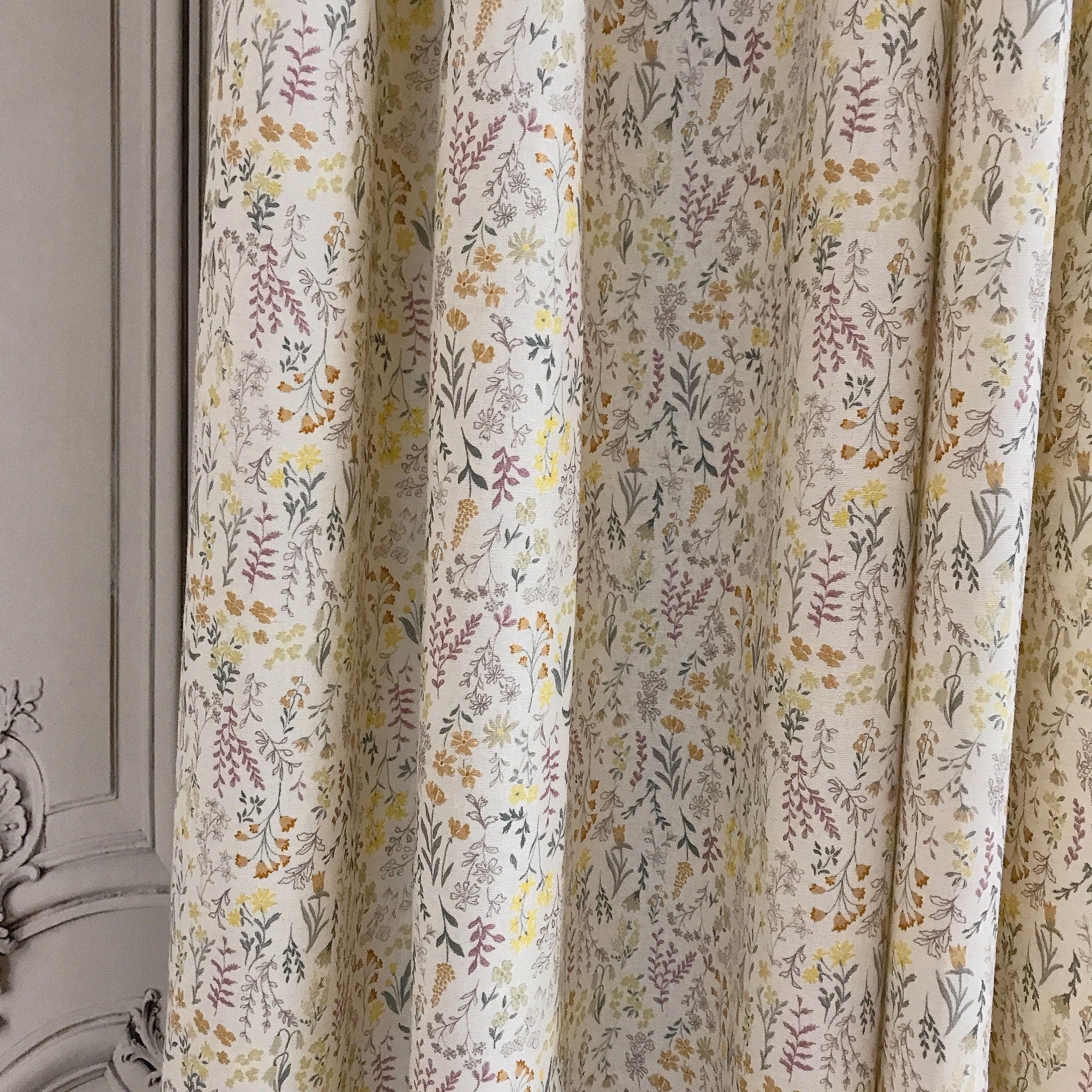 Multicolor Floral Curtain on Natural Beige