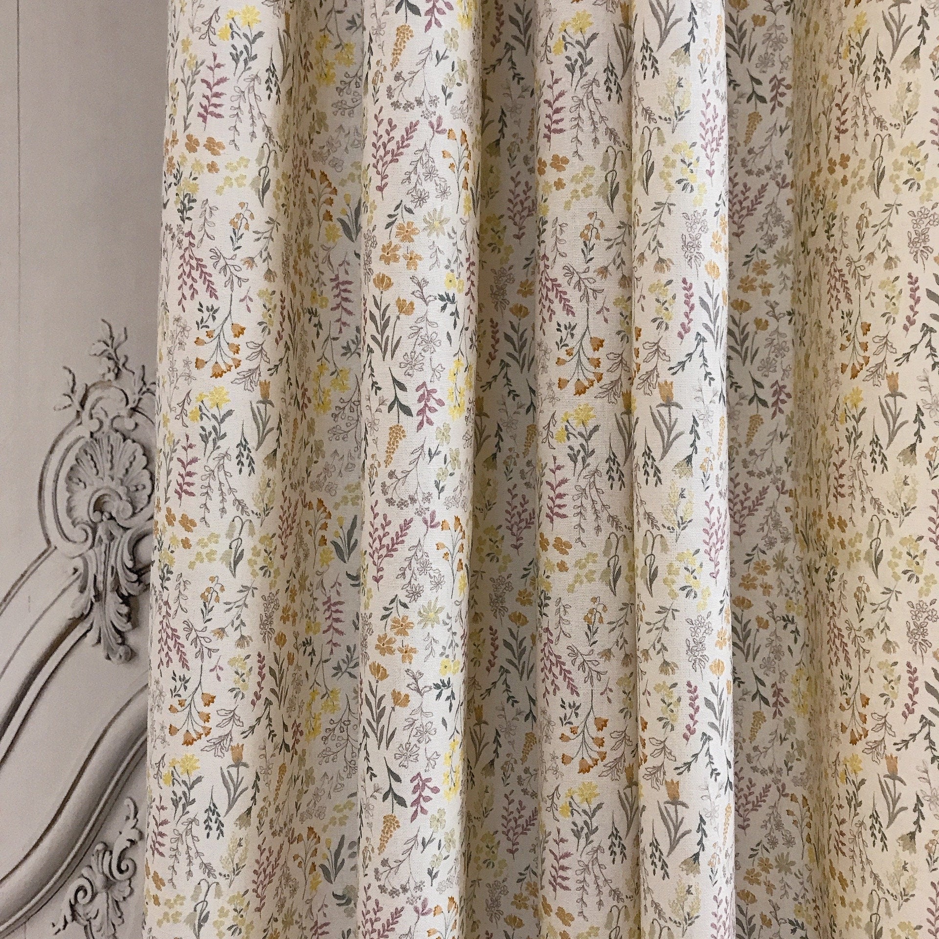 Multicolor Floral Curtain on Natural Beige